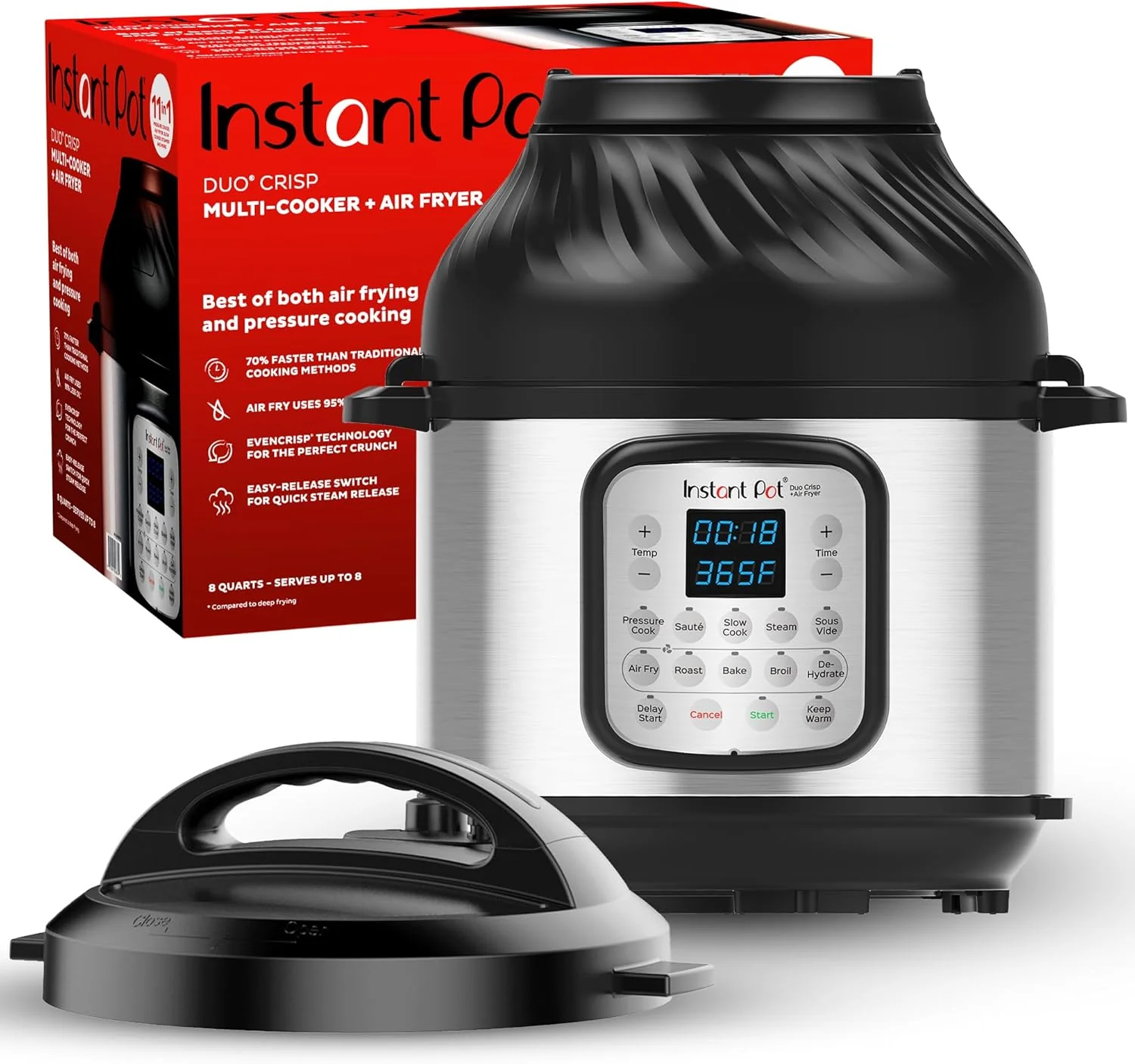 Instant Pot Duo 7-in-1 Electric Pressure Cooker. Slow Cooker. Rice Cooker. Steamer. Saut茅 Pan. Yogurt Maker. Warmer. and Sterilizer