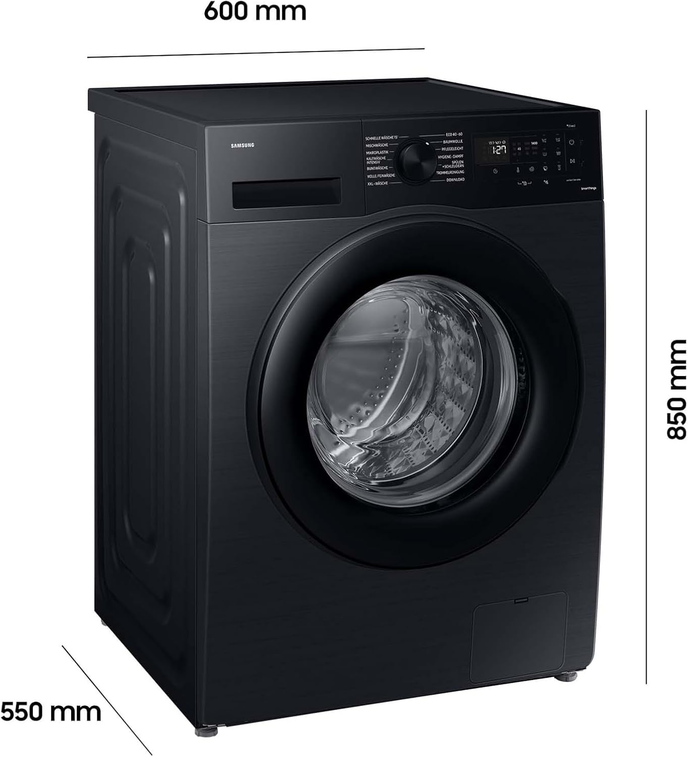 Samsung Waschmaschine, 9 kg, 1.400 U/min, EEK: A, Mikroplastik-Programm, Ecobubble, 14 Programme, WiFi SmartControl, Schwarz, WW90CGC04AABEG