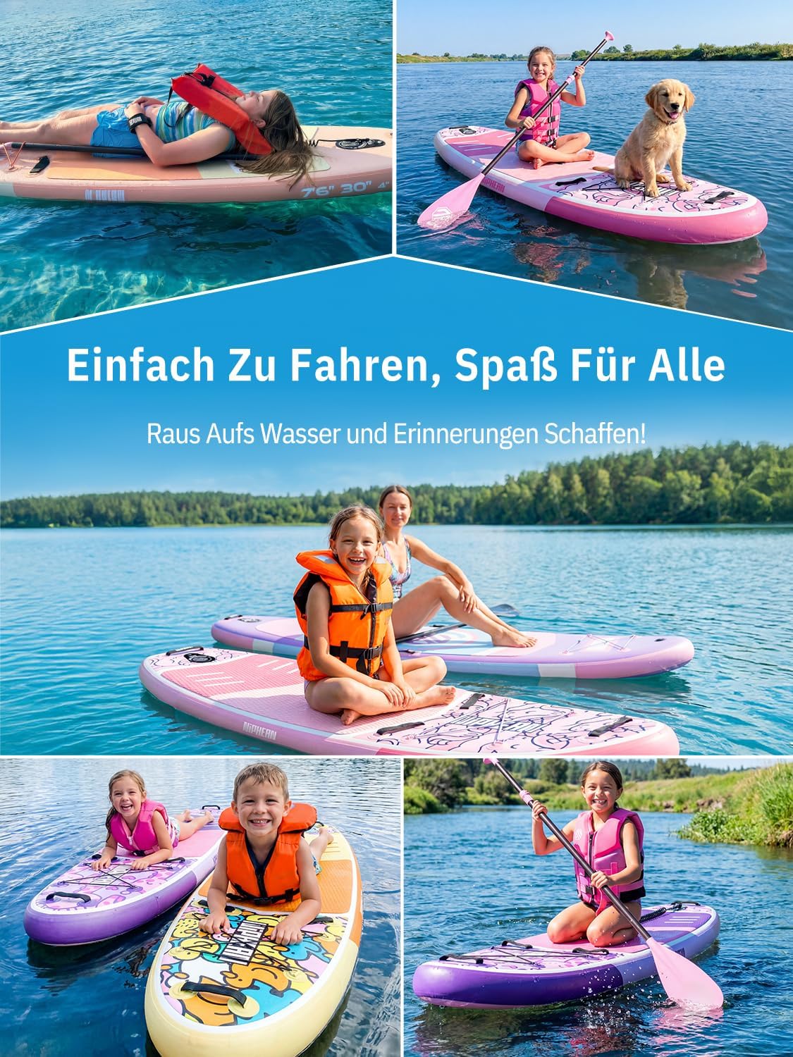 Niphean Stand up Paddling Board mit Sitz, (Ultraleichtes) SUP Board für Frauen, Standup Paddle Board mit +30% Balance StabilTrac-Finne, Anti-Rutsch Inflatable Paddle Board für Yoga&Haustierfreundlich