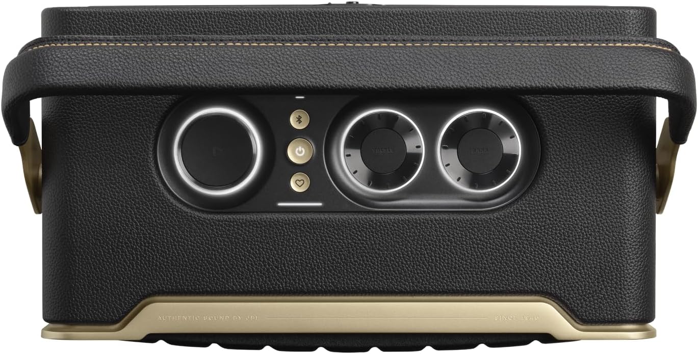 JBL Authentics 200 Smart Home Lautsprecher – 70er Jahre Retro-Design Bluetooth Box – Mit Quadrex Grill, Google Assistant, Alexa, AirPlay und JBL One App – Schwarz