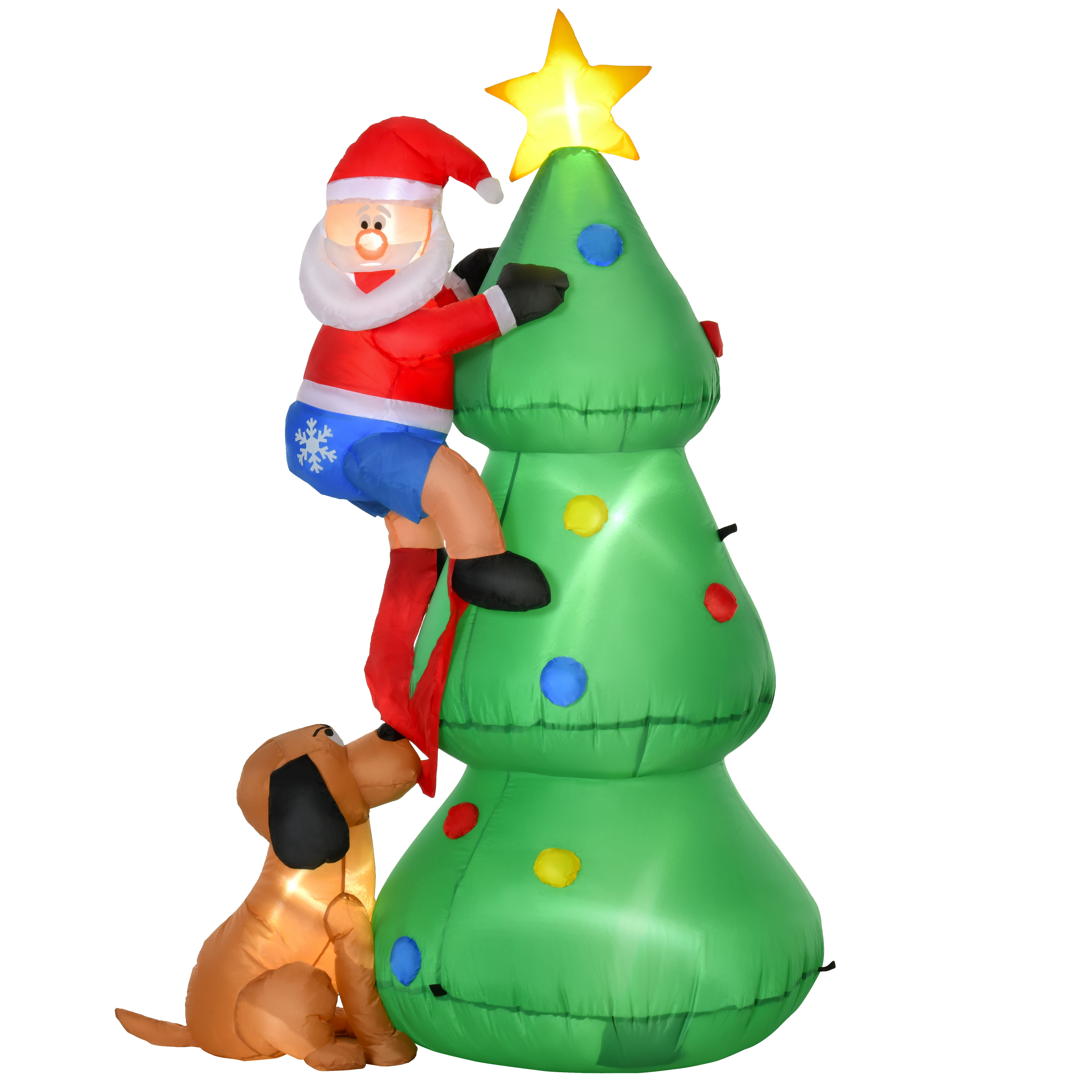 Opblaasbare kerstboom kerstman hond