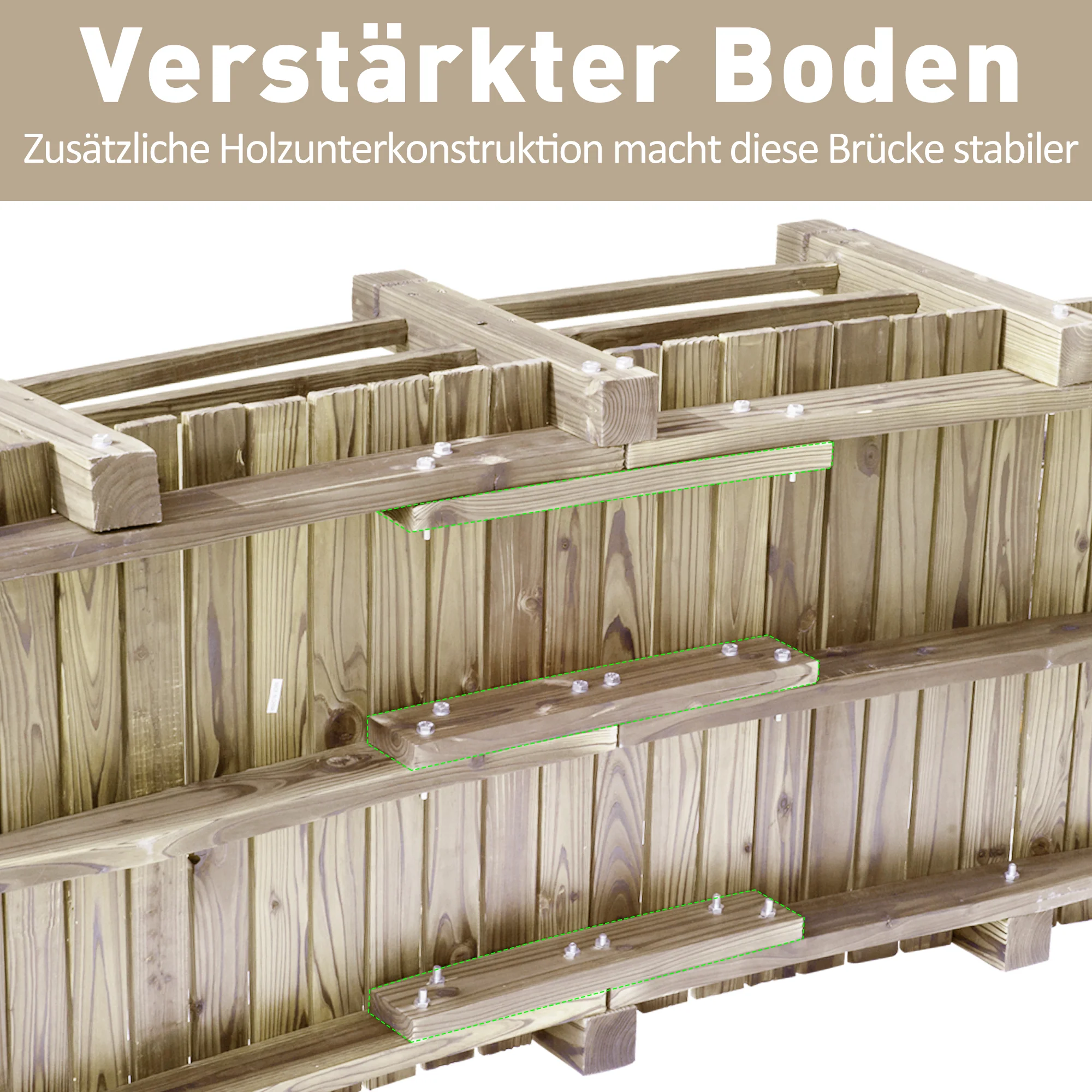 tuinbrug houten brug houten voetbrug vijverbrug sierbrug met leuning tot 180 kg