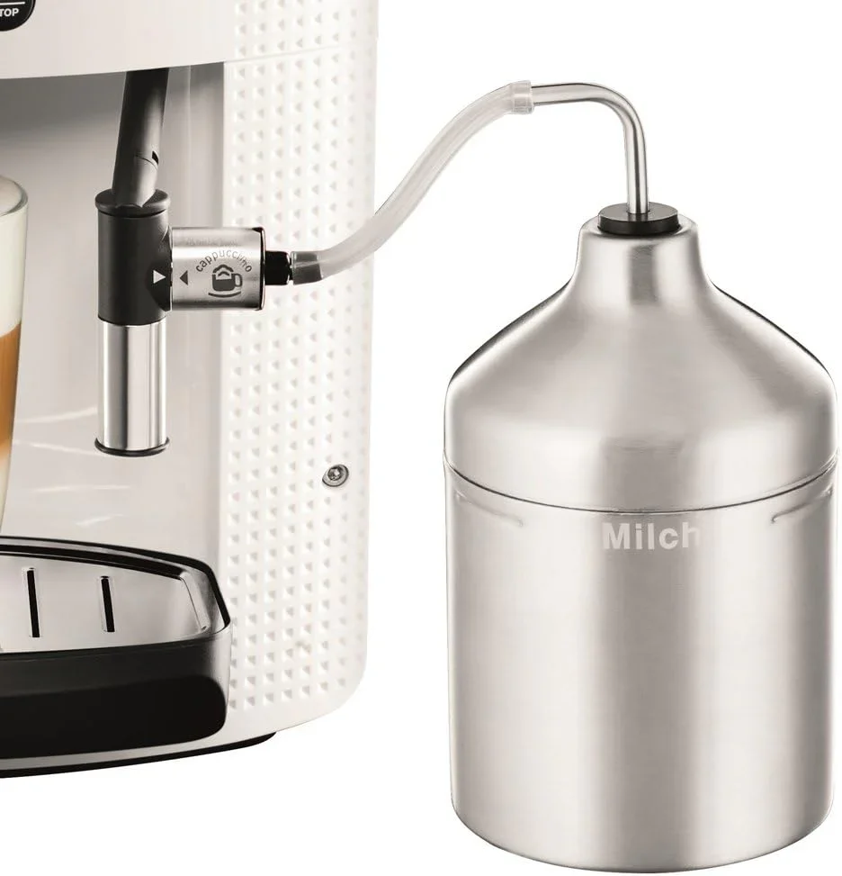 Krups Essential Kaffeevollautomat mit Milchschlauch, 2-Tassen-Funktion, LCD-Display, Einfache Reinigung, Kaffeemaschine, T��V-Siegel, Schwarz, EA816031
