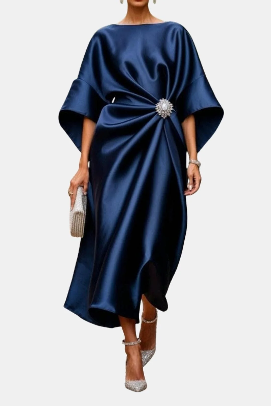 Maxikleid aus Satin mit weiten ?rmeln f��r Damen