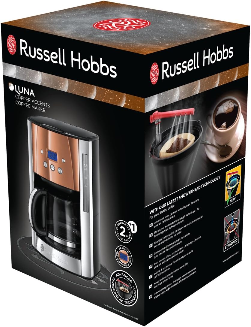 Russell Hobbs Toaster [für 2 Scheiben] Luna Edelstahl Kupfer (extra breite Toastschlitze, inkl. Brtchenaufsatz, 6 Brunungsstufen + Auftau- & Aufwrmfunktion, 1550W) 24290-56