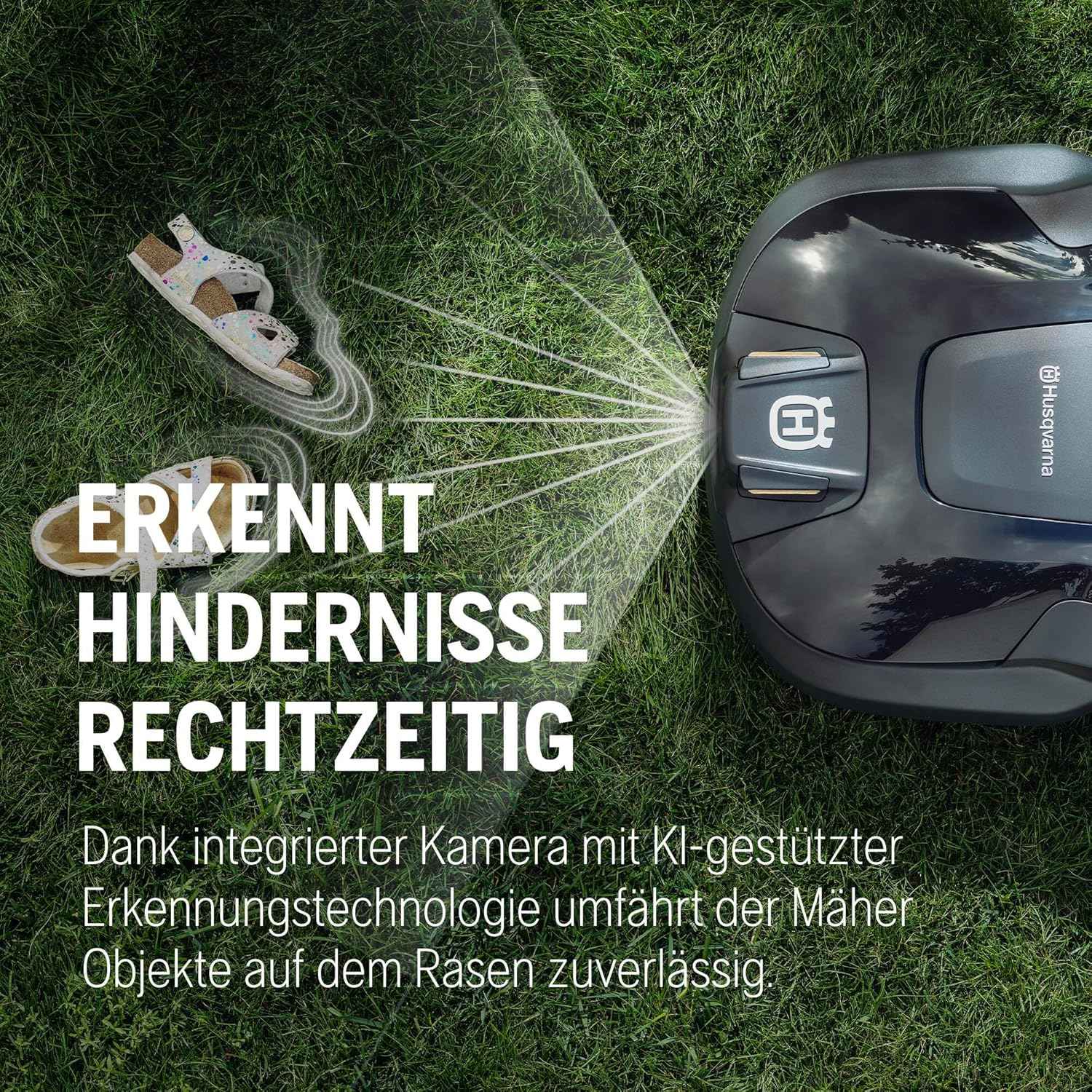HUSQVARNA Automower Aspire R6V - Mähroboter ohne Begrenzungskabel, AI Vision Objekterkennung, GPS-Navigation, WLAN-App-Steuerung, systematische Mähmuster, virtuelle Zonen, bis 600 m2