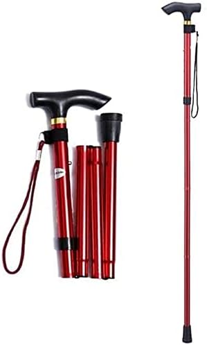 Walking Stick Walkers für Senioren Walking Stick Faltbare Wanderkrücken Klappende Wanderstöcke mit Griff 5 verstellbare Höhenpegel für Männer oder Frauen Rollator Walker, langlebiger Mob