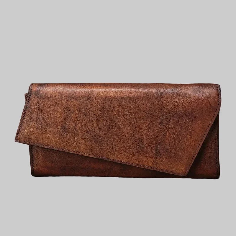 Personalized Clutch Purse Full Grain Leather Long Envelope Wallet