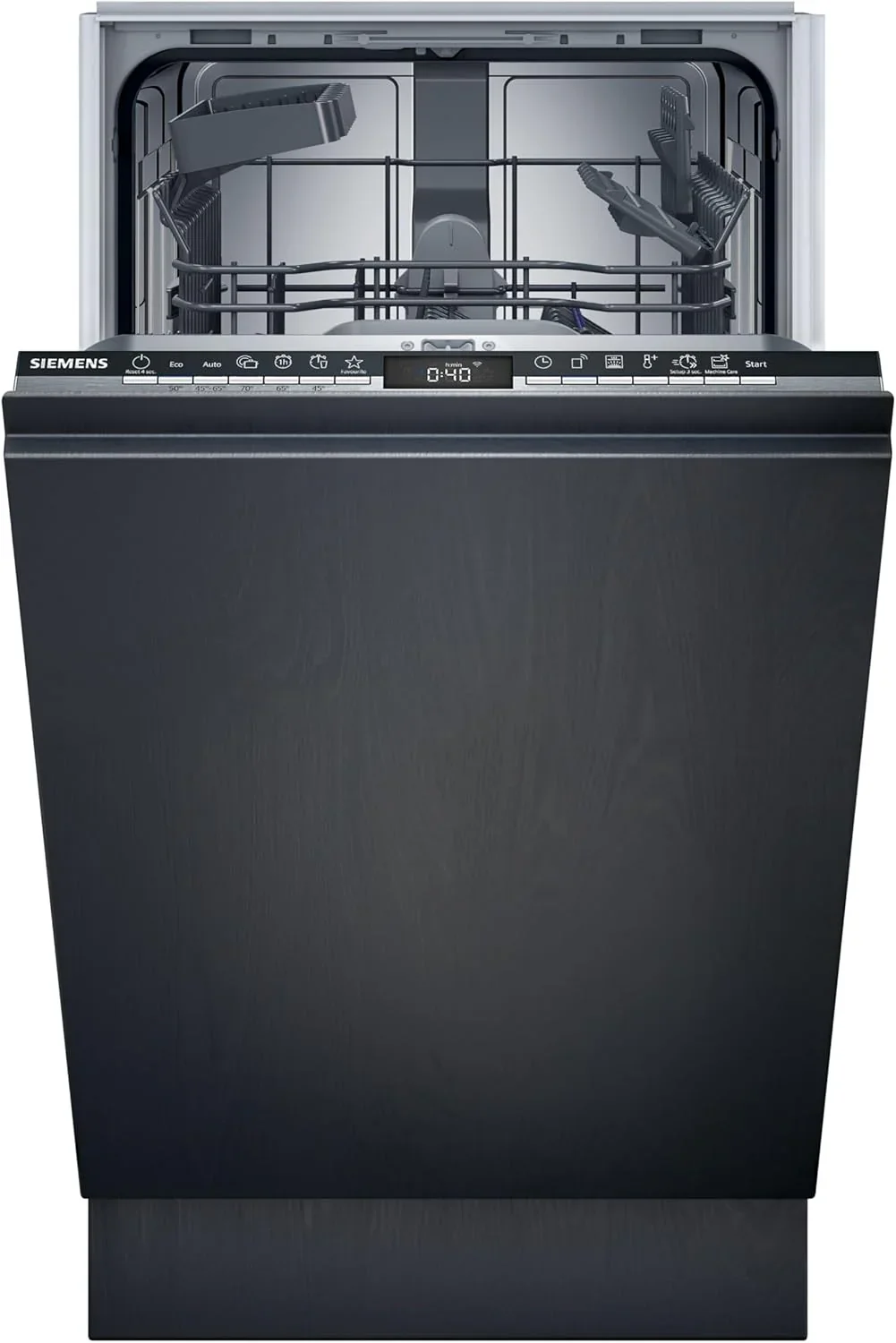 Siemens SR65YX08ME, iQ500 Smarter Geschirrsp��ler Vollintegriert, 45 cm breit, Besteckschublade, Zeolith, extra leise, aquaStop, automatische T��r?ffnung nach Programmende, varioSpeed, Innenbeleuchtung