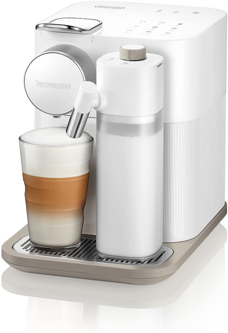 Nespresso De'Longhi EN640.W Gran Lattissima Kaffeekapselmaschine mit automatischem Milchsystem,19 Bar Druck, 1400W,Weiß