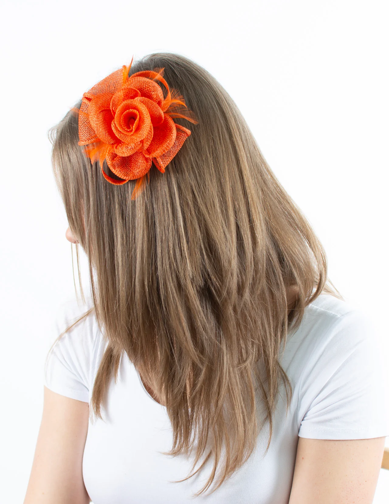 Fascinator | Small Rose Brooch | Orange