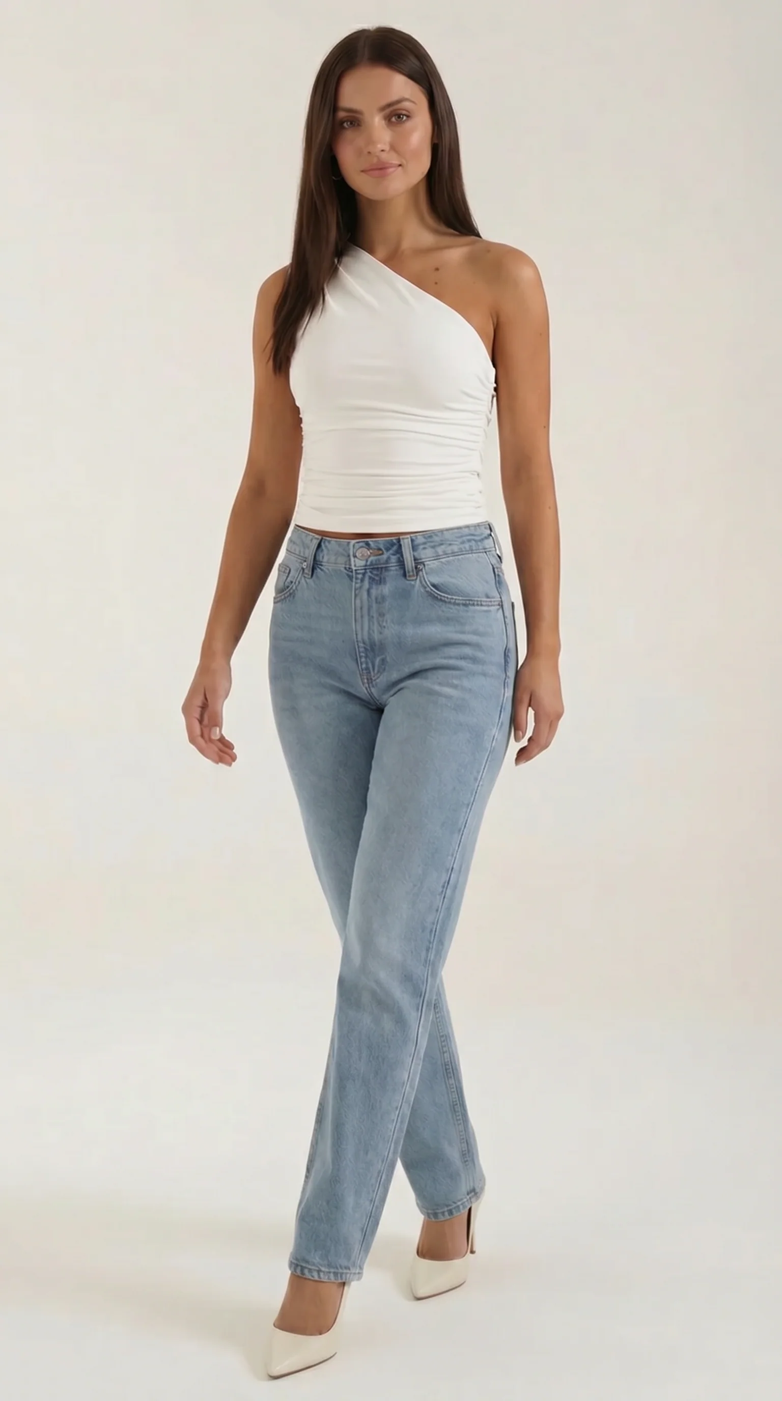 ?rmelloses One-Shoulder-Top mit seitlicher Raffung