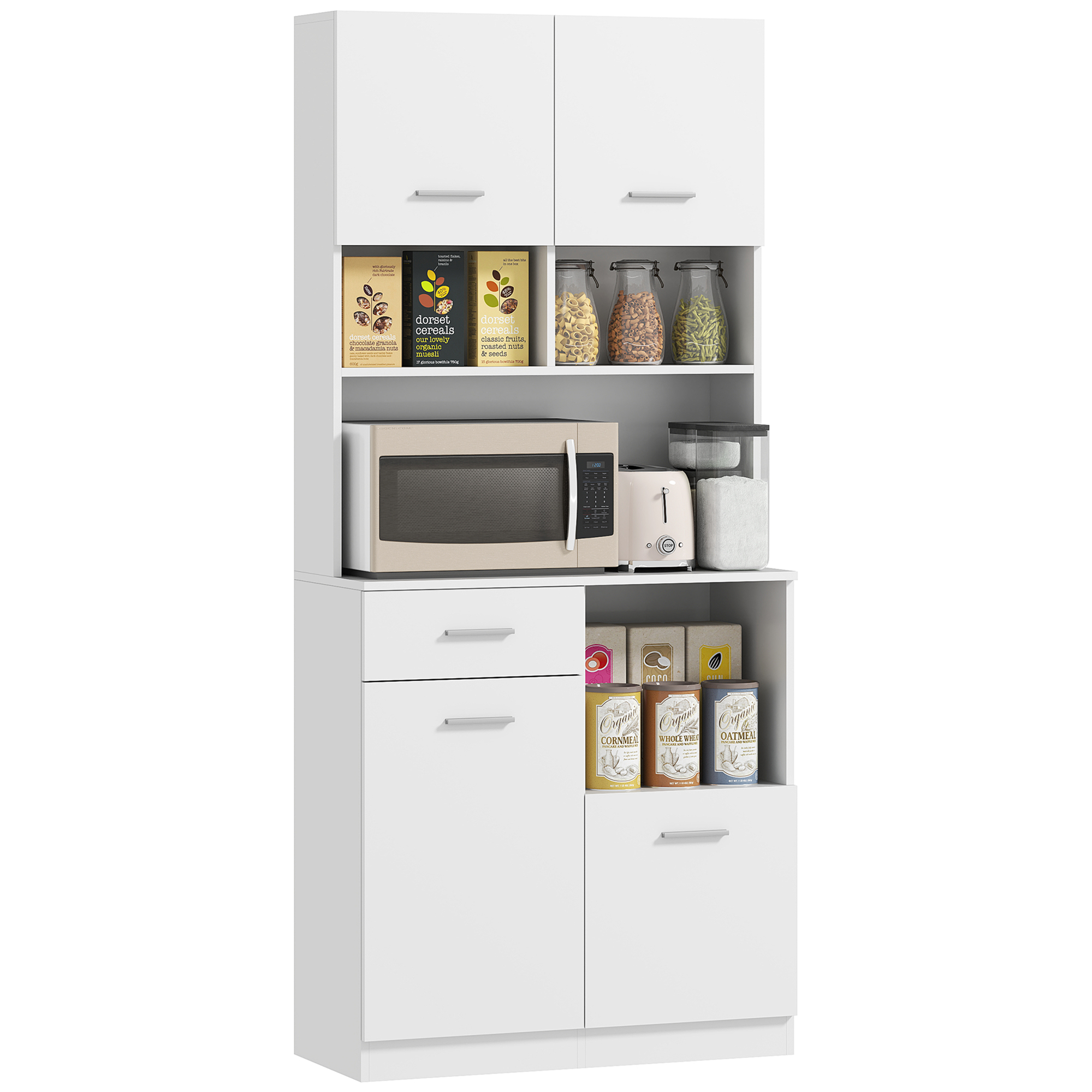 Buffetkast met Lade, Soft-Close Deuren, 80 x 35 x 180 cm - Wit