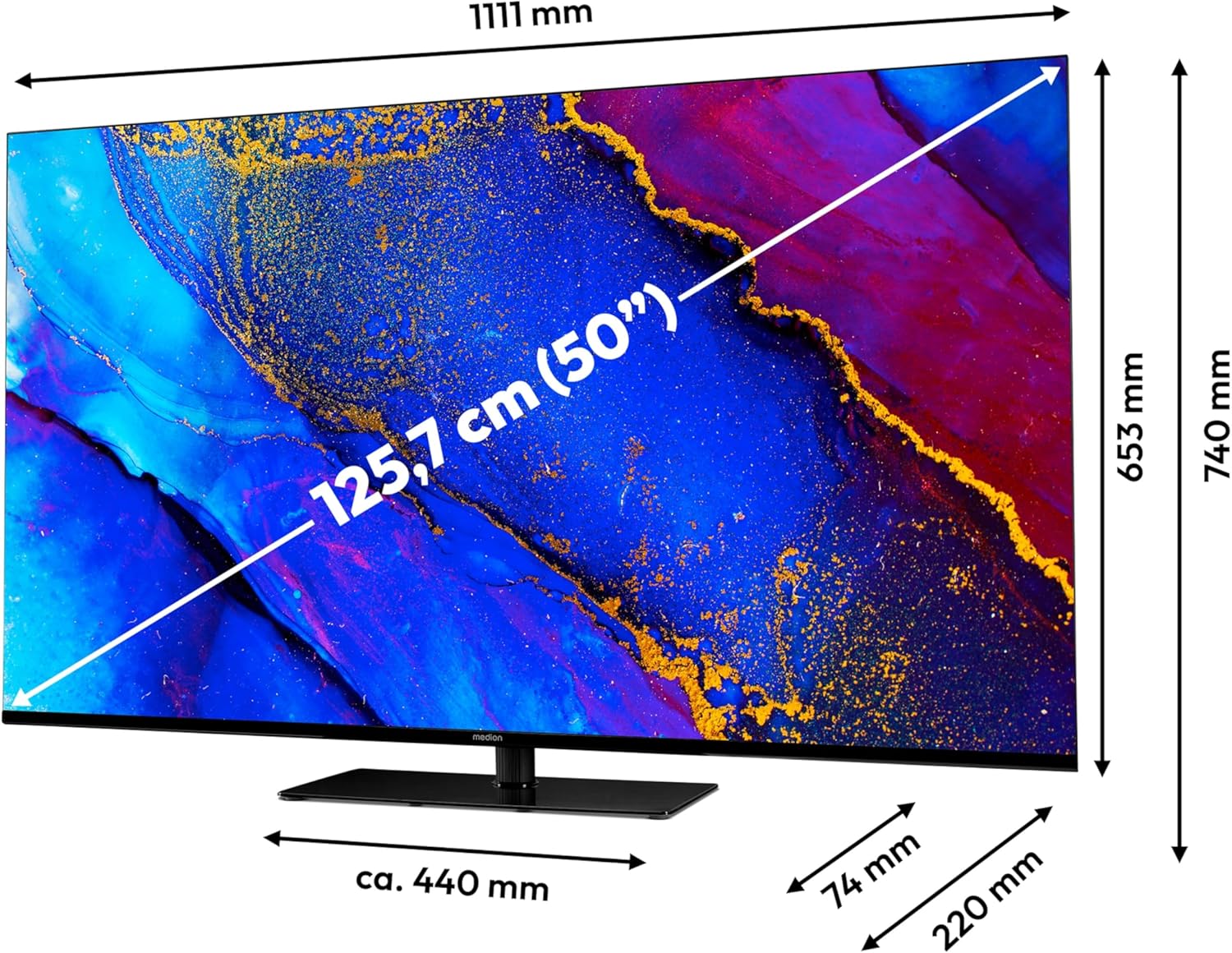 MEDION 125,7 cm (50 Zoll) Fernseher (Smart TV, 4K, Dolby Vision HDR, Prime Video, Disney+, Dolby Atmos, DTS X, kompatibel mit Google TV, PVR, Bluetooth, MD 850400)