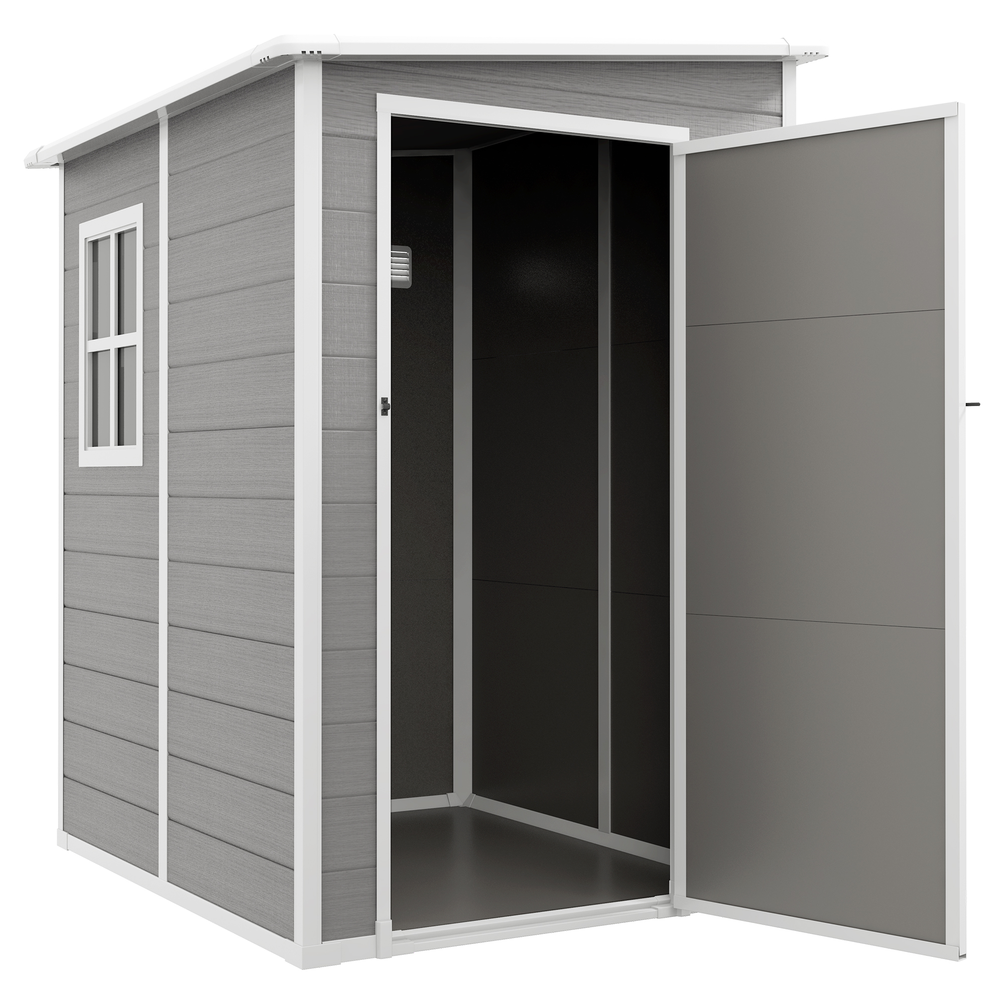 Outsunny Tuinschuur met Slot, Venster voor Daglicht & Ventilatie, Aluminium, 122 x 149 x 192/177 cm Grijs