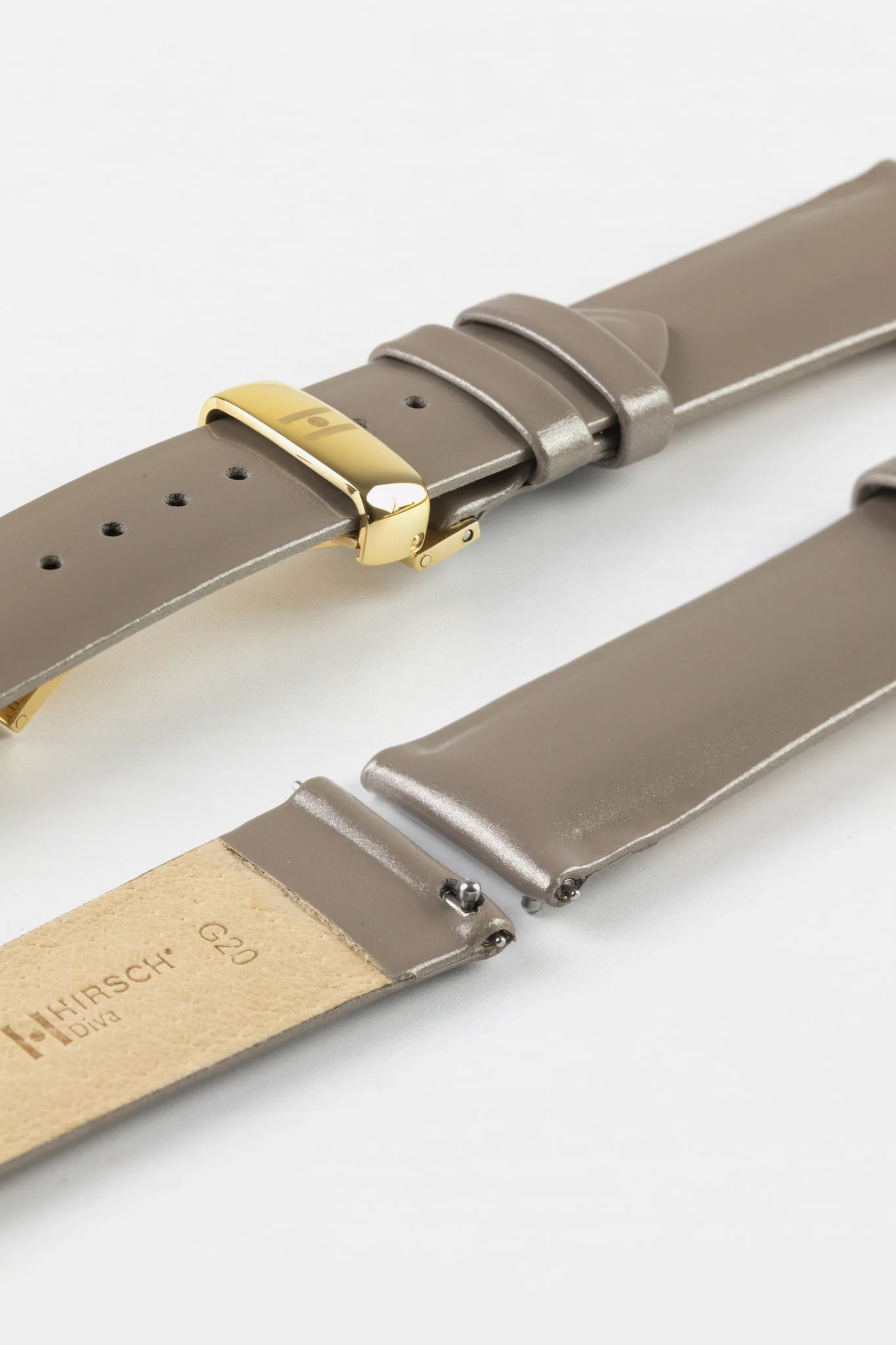 Hirsch DIVA Glossy Ladies Leather Watch Strap in SILVER