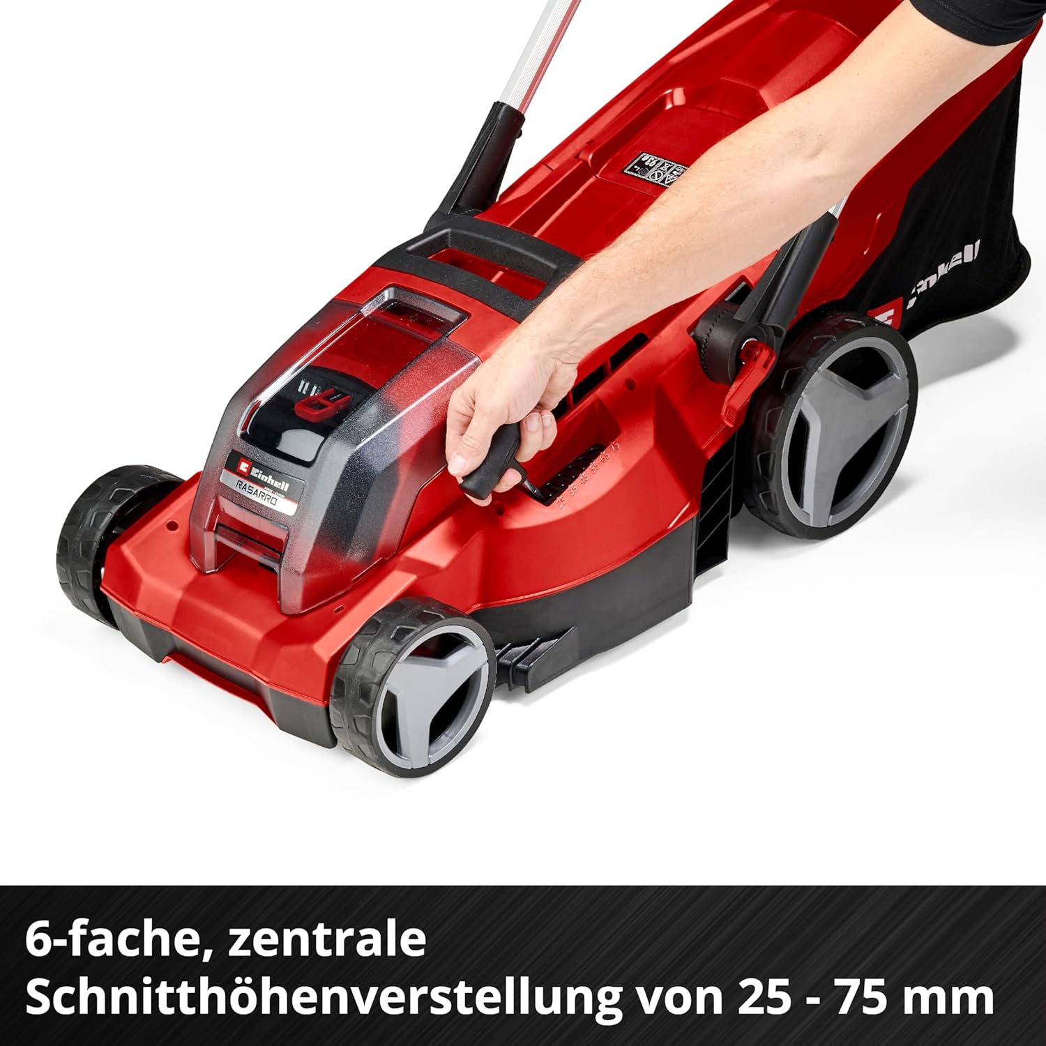 Einhell Akku-Rasenmäher RASARRO 36/42 Kit Power X-Change (36V, 42 cm Schnittbreite, bis 725 m², Brushless, 50L Fangkorb, Mulchfunktion, inkl. 2x 5,2Ah + 1x Twincharger)