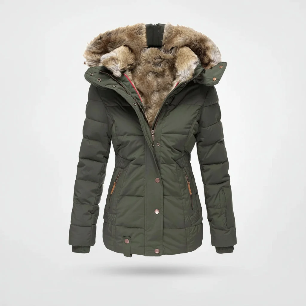 Winterjacke mit Fleecefutter, Kapuze und vier Taschen