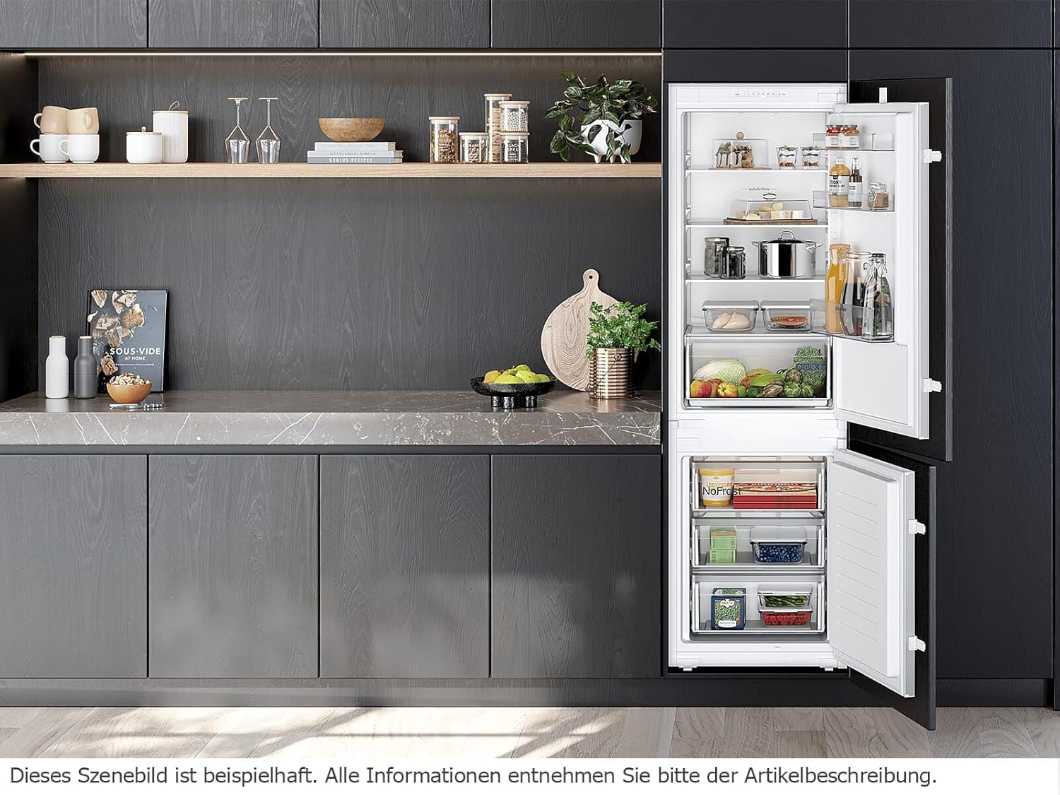 SIEMENS Réfrigérateur congélateur encastrable KI86NNSE0, IQ100, 250 litres, Low Frost