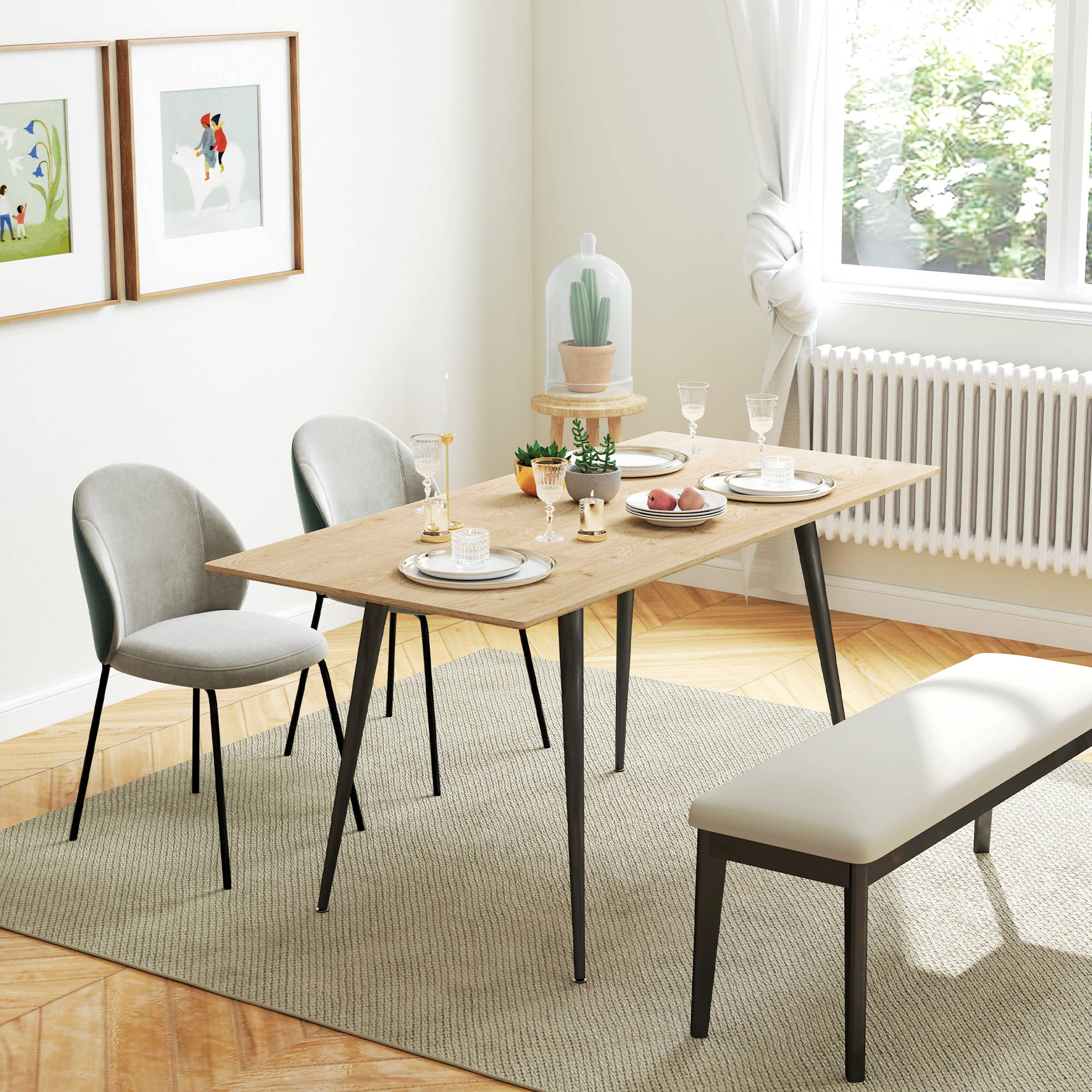 Uitschuifbare Eettafel, Vergrootbaar Tafel voor 6-8 Personen, Keukentafel met Solide Stalen Poten