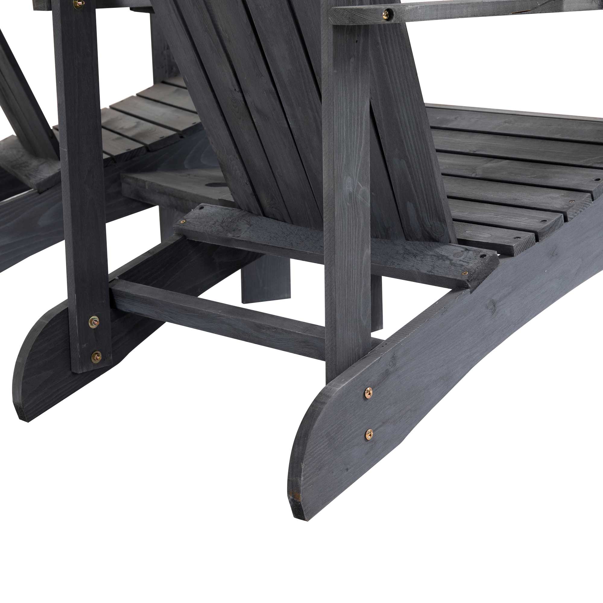Adirondack tuinstoel met parasolgat tafel 2-zits massief hout grijs