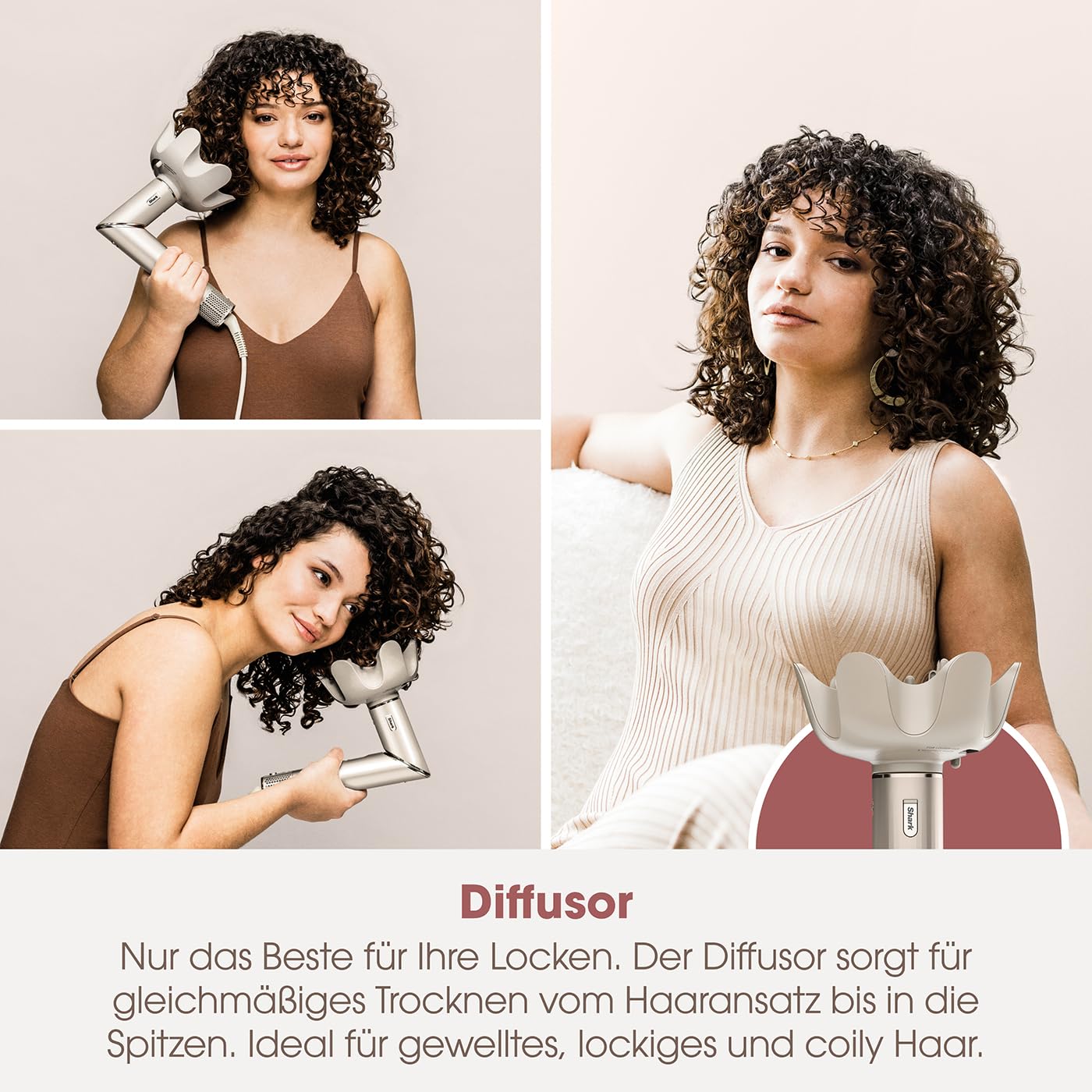 Shark FlexStyle 5-in-1 Luftstyler & Haartrockner, Auto-Wrap-Lockenaufsatz, Paddle-Bürste, Ovalbürste, Konzentrator, Diffusor, Aufbewahrungskoffer, Keine Hitzeschäden, Schwarz/Roségold, HD440EU