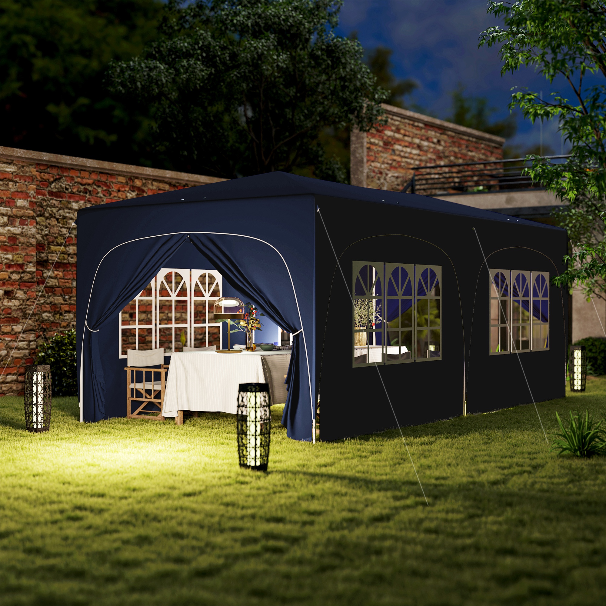 3 x 6 m Pop-up Paviljoen met Zijwanden, UPF50+ Hoogteverstelbaar Tuinpaviljoen met Draagtas en Zandzakken