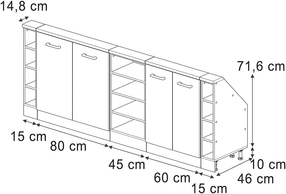 Vicco Dachschrägenschrank-Set Rion, Weiß Hochglanz/Weiß, 5er Set