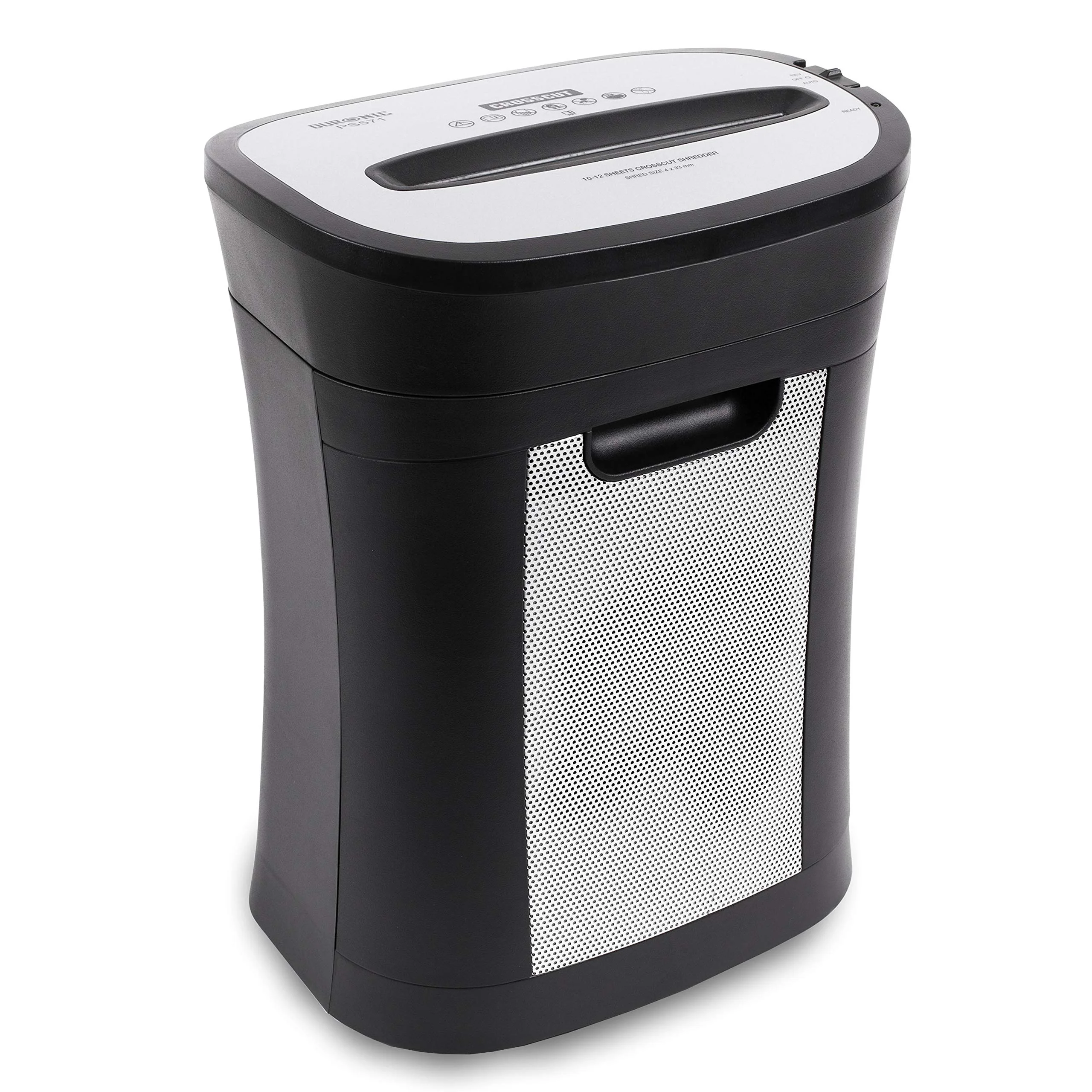 2025 Duronic Papiervernietiger PS571, kruisgesneden, voor 12 vellen, robuuste kleine elektrische papierversnipperaar, datavernietiger voor thuis en kantoor, vernietigt papier, creditcards, enveloppen, documenten �C zwart, P4