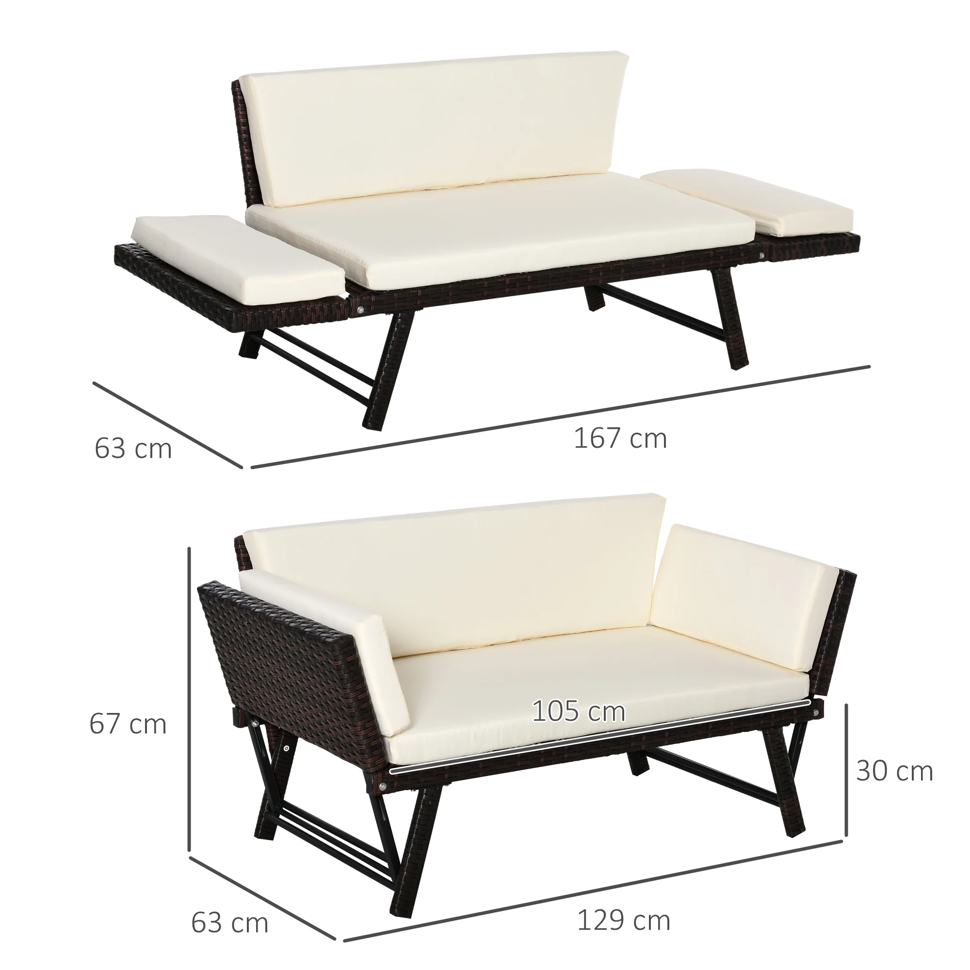 2-zits tuinbank tuinmeubelen tuinbank tuinbank loungebank poly-rotan staal