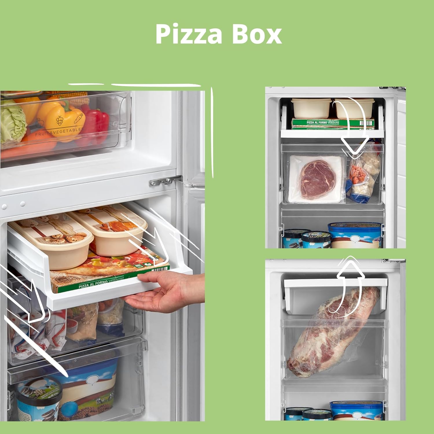 Comfee RCB169DK2(E) Fridge/Freezer Combination, 150 cm Height, Low Frost, Adjustable Fridge Temperature, LED Light, 195 kWh per Year, Fridge Capacity 115 L, 59 L Freezer, Black