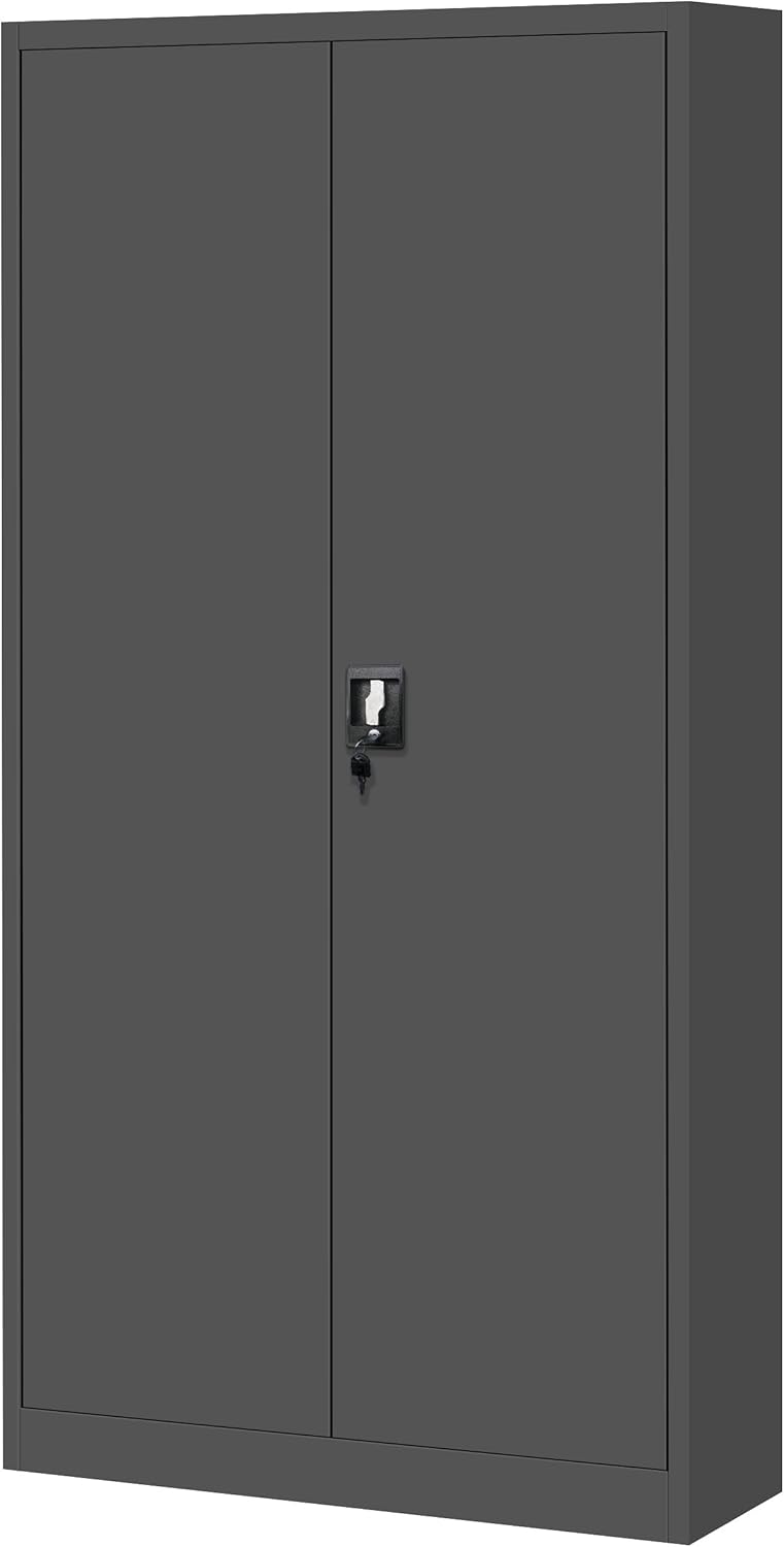 Jan Nowak Metallschrank Jan 185 x 90 x 40 cm - Metall Aktenschrank Abschließbar mit 2 Türen, Mehrzweckschrank mit 5 Ebenen, Büroschrank aus Stahlschrank mit Pulverbeschichtung - Anthrazit