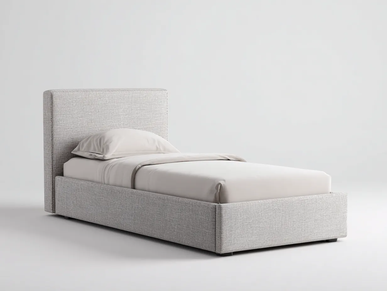Einzelbett - Stoff-Holzwerkstoff - 206x99x96 cm - Beige - Modern