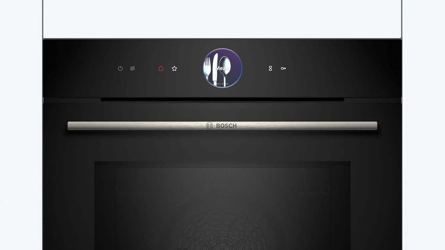 Bosch HMG7361B1, Serie 8 smarter Einbau-Backofen mit Mikrowellenfunktion, 60 x 60 cm, Made in Germany, Schwarz, Air Fry, Digitaler Bedienring, Touchdisplay, Automatikprogramme, Reinigungsunterst��tzung