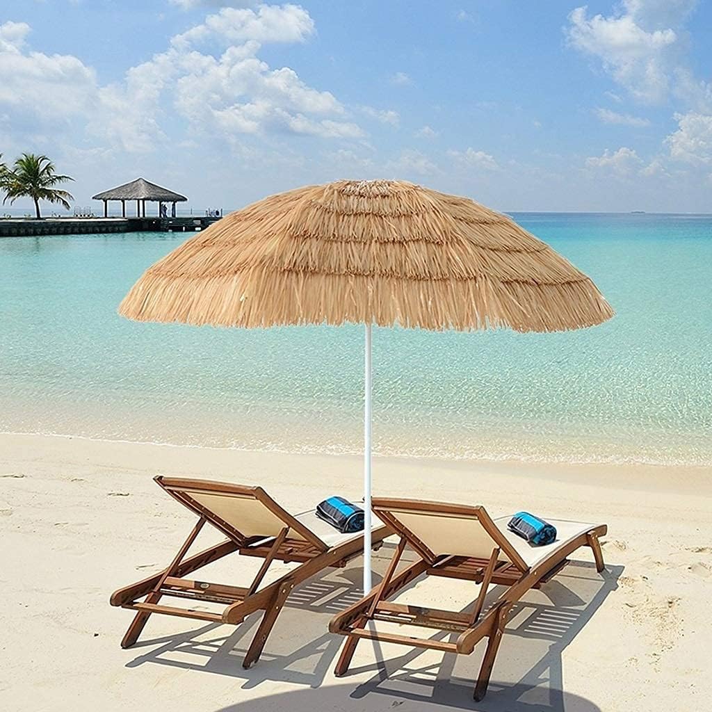 Hawaiischer Strohschirm für den Außenbereich, Strandschirm, Terrasse, Gartenschirm, Sonnenschutz, neigbar, mit Lenkung, Grasrock, Sonnenschirm, Sonnenschutz, Terrassen-Sonnenschutz, UV good