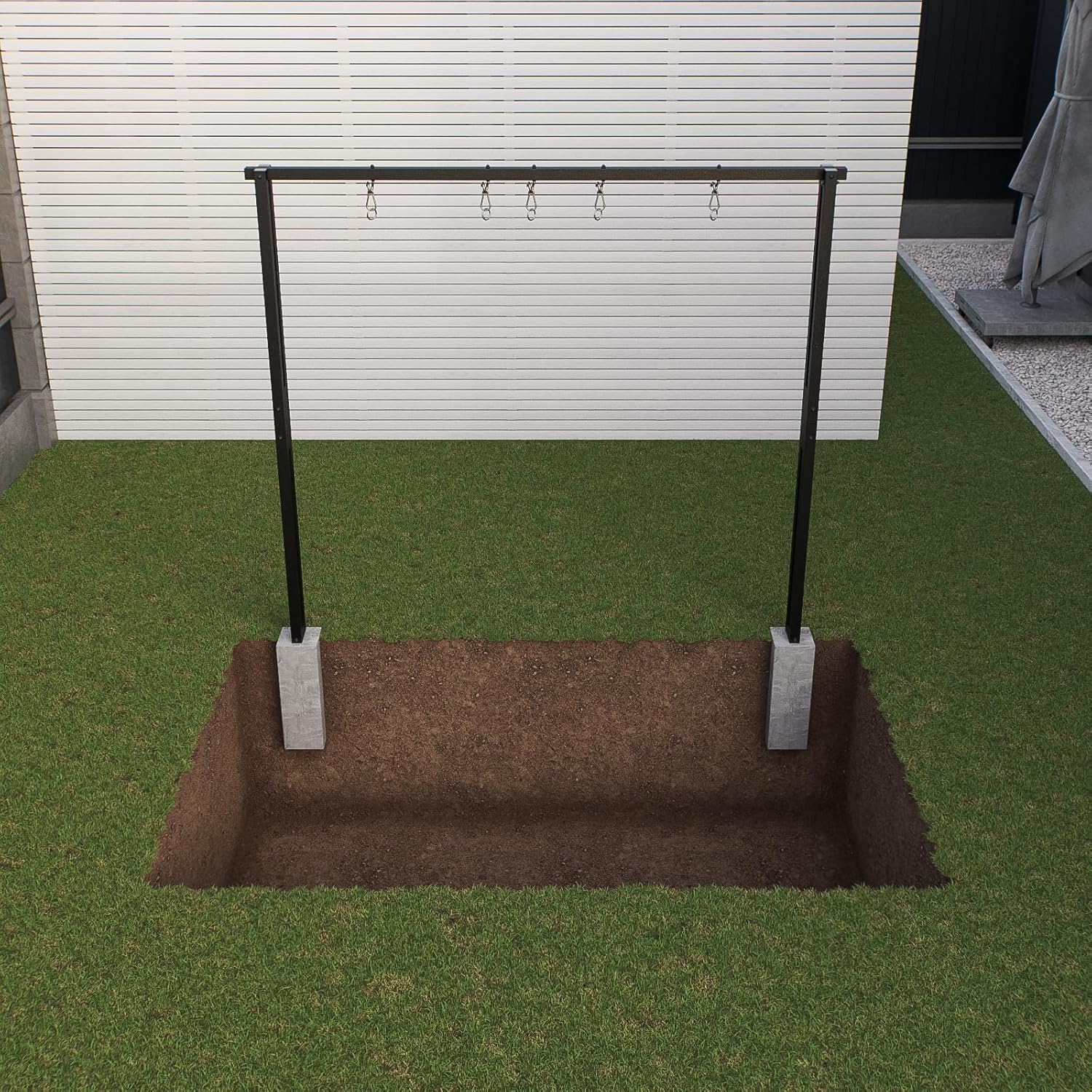Schaukelgestell Davski Doppelschaukel Gerüst Nestschaukelgestell aus Stahl 260 cm, Grau