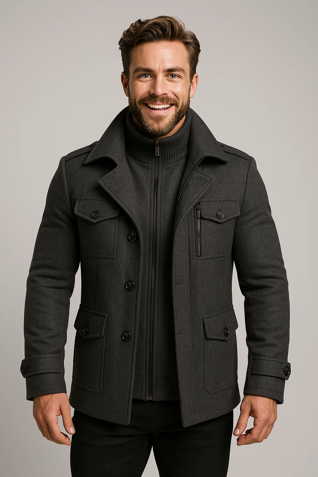 Elegante zweiteilige Herrenjacke mit Wolle f��r Business