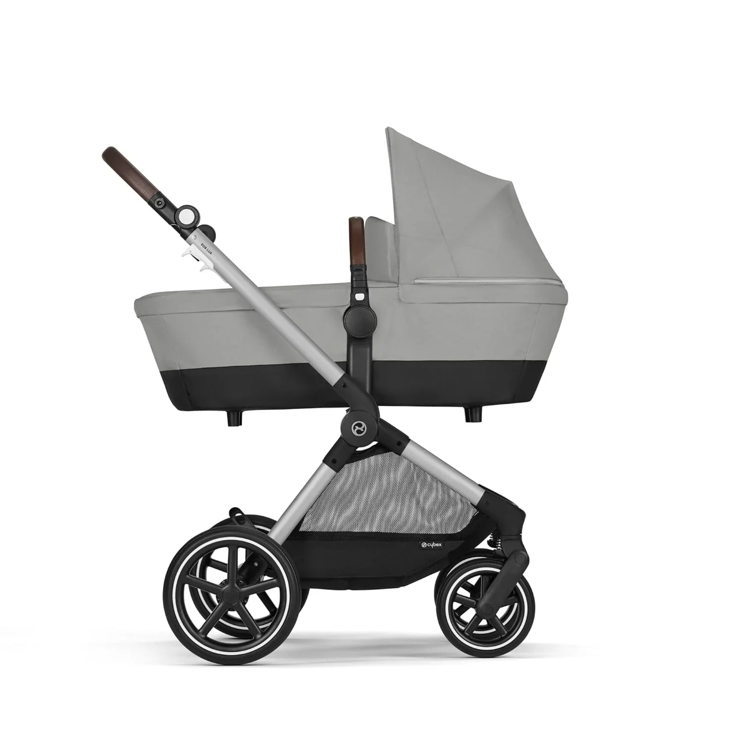CYBEX Gold Kinderwagen EOS Lux 2-in-1 mit Babyschale Aton B2 i-Size und Babyschalen-Adapter, Reisesystem, Ab Geburt bis 22 kg (ca. 4 Jahre), Moon Black (Schwarz)