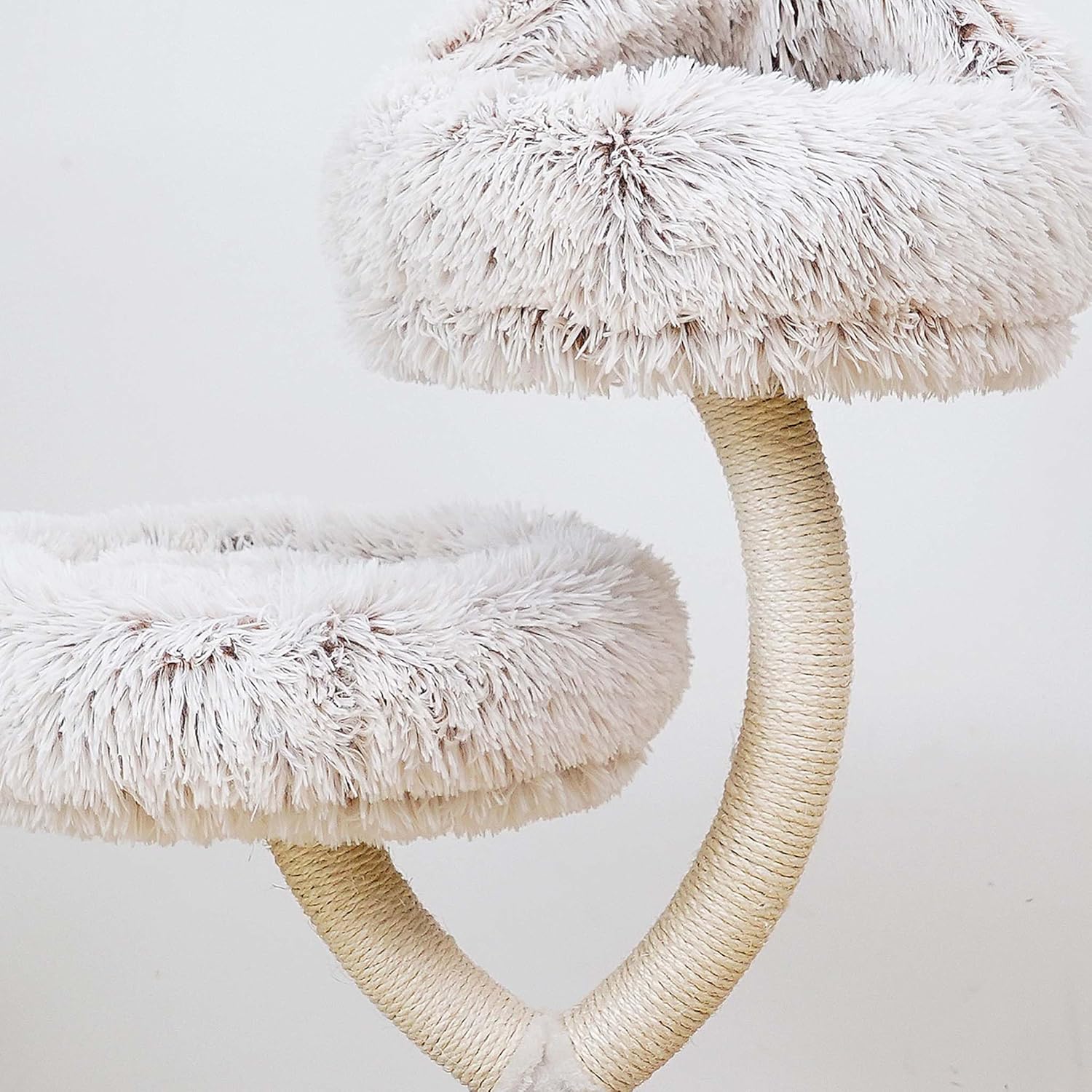 Fudajo Designer Krabpaal in Takontwerp 130 cm hoog, Kattenkrabpaal met Pluche en Sisal, Klimboom voor Katten, Kattenboom met Hanggemat