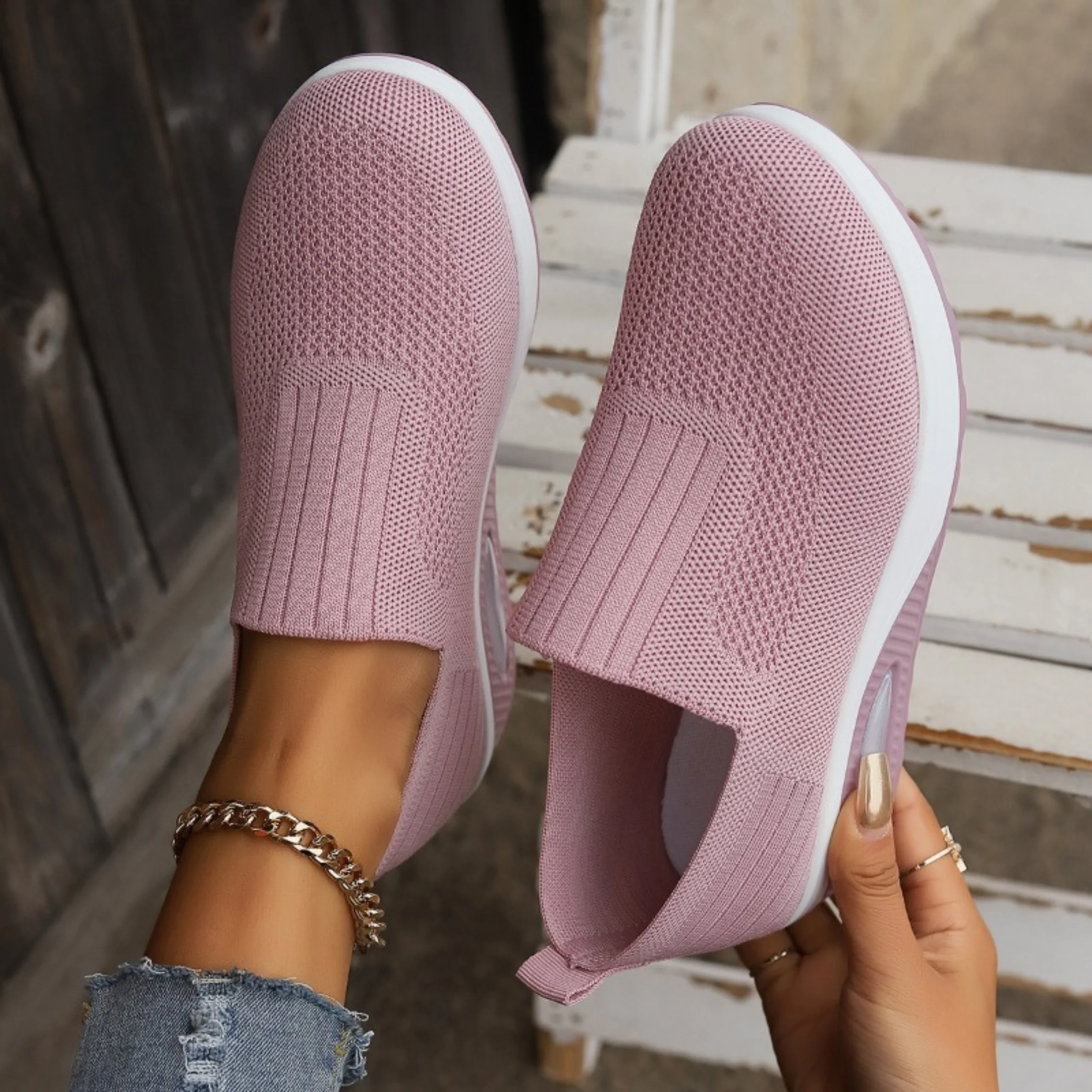 Orthop?dische Sneaker Damen | Atmungsaktive Slip-On Mesh Schuhe f��r schmerzfreies Gehen | Bequeme Alltagsschuhe mit Halt