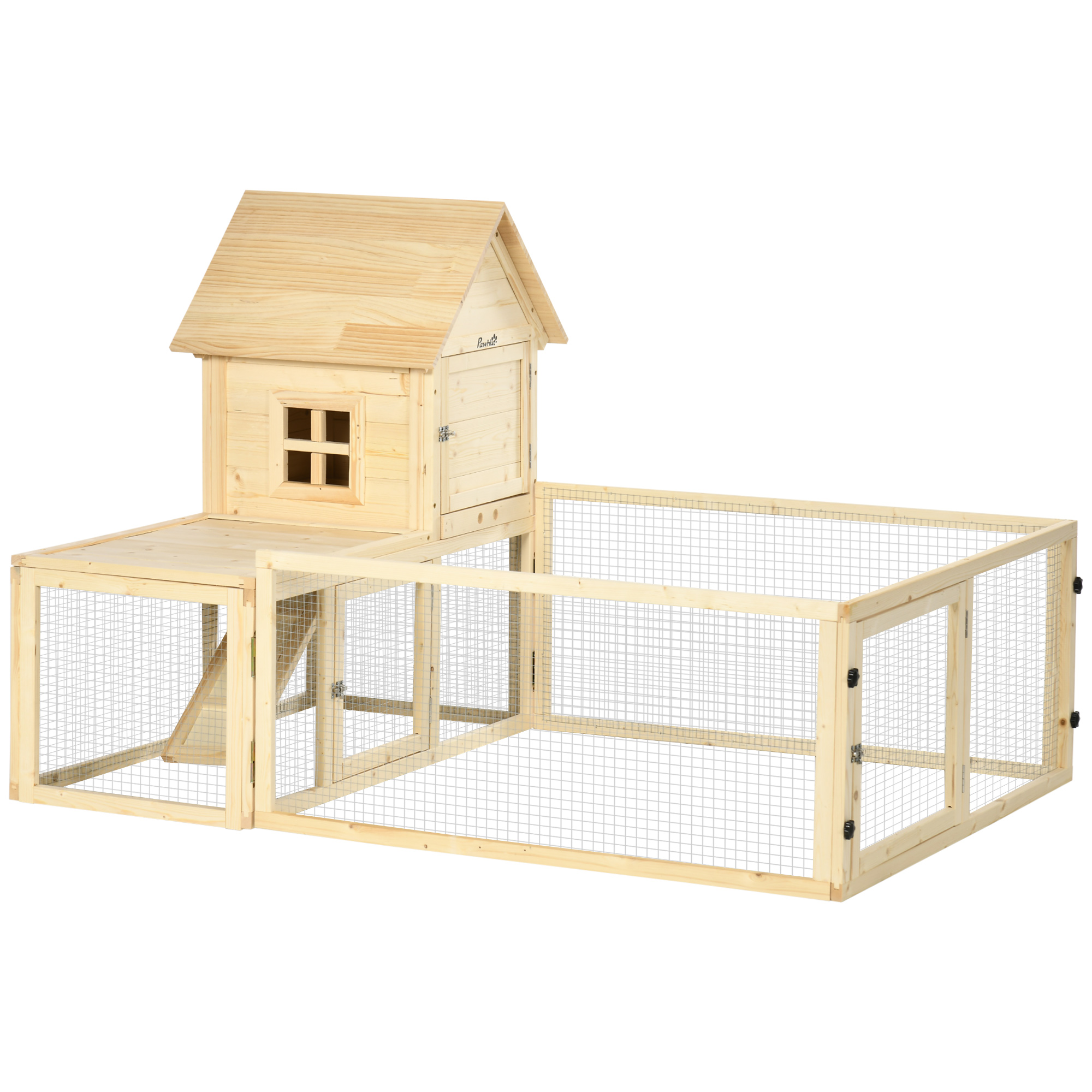 Konijnenhok met 1 Trap, 1 Nestkast, 1 Bodemlade, 151,5 x 106 x 97 cm