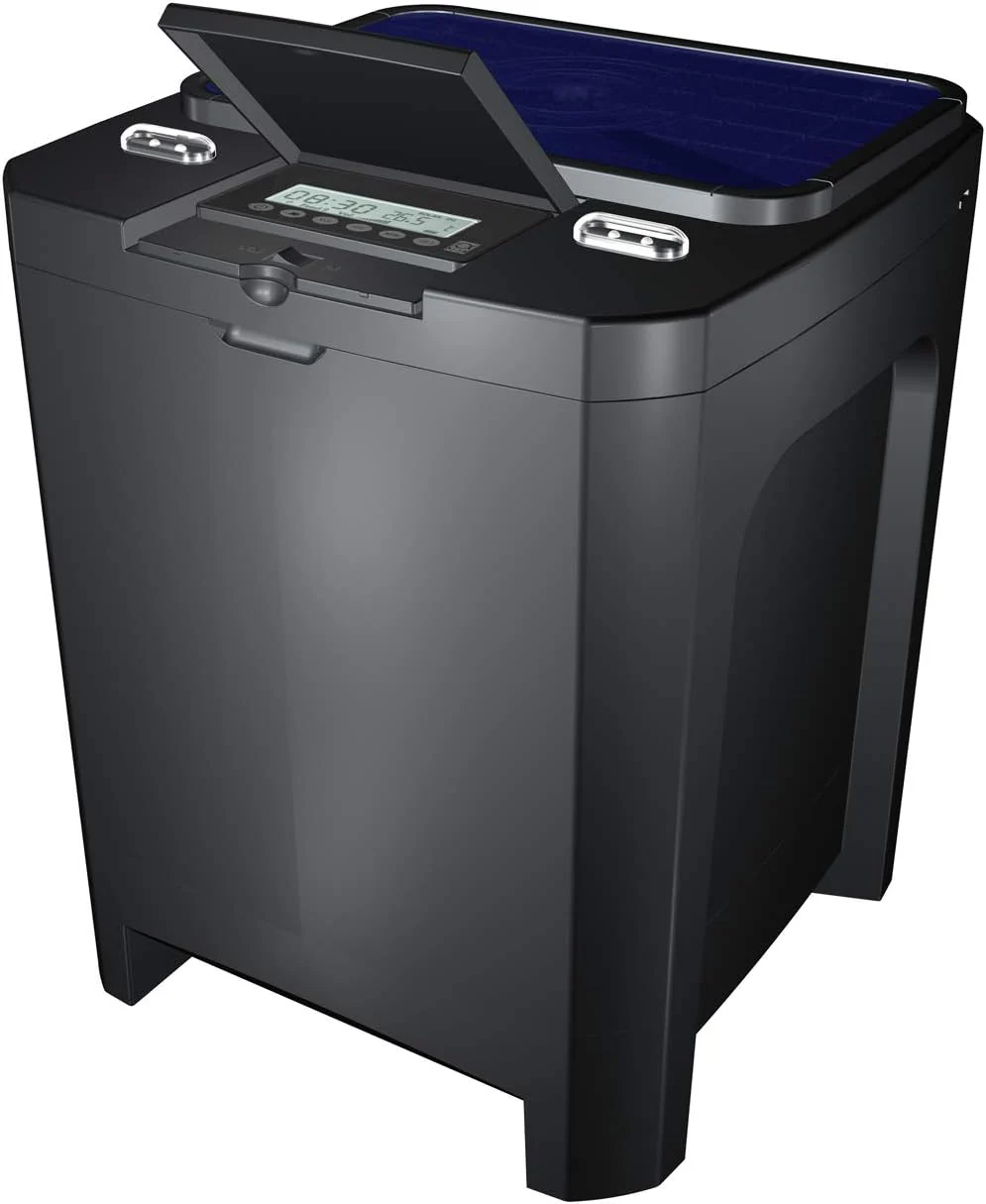 JBL Futterautomat für Koi und andere Teichfische, PROPOND AUTOFOOD, Wetterfest, Solar, 37,5 x 37,5 x 46,2 cm, schwarz