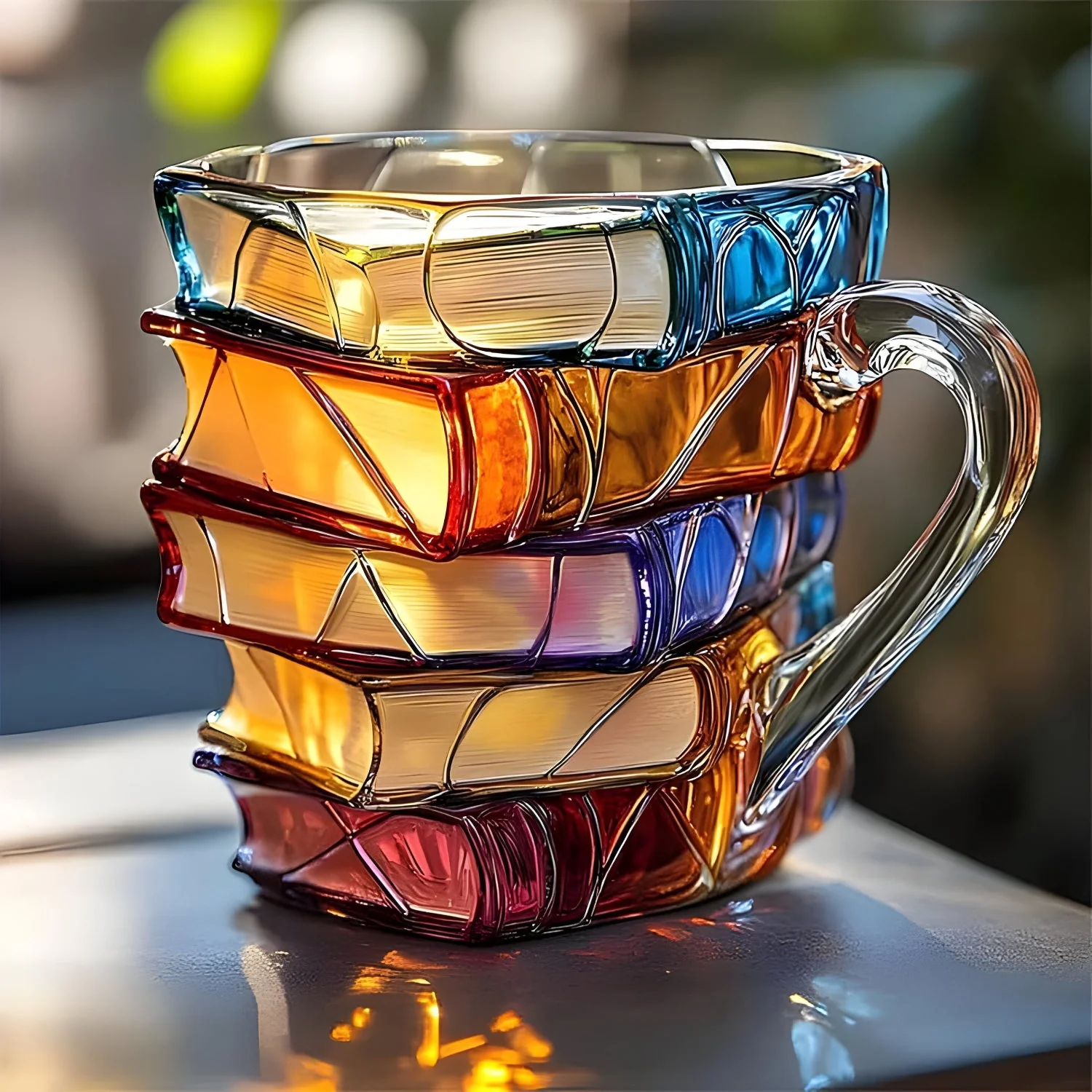 Bunter 3D-B��cher-Becher aus Kunstharz