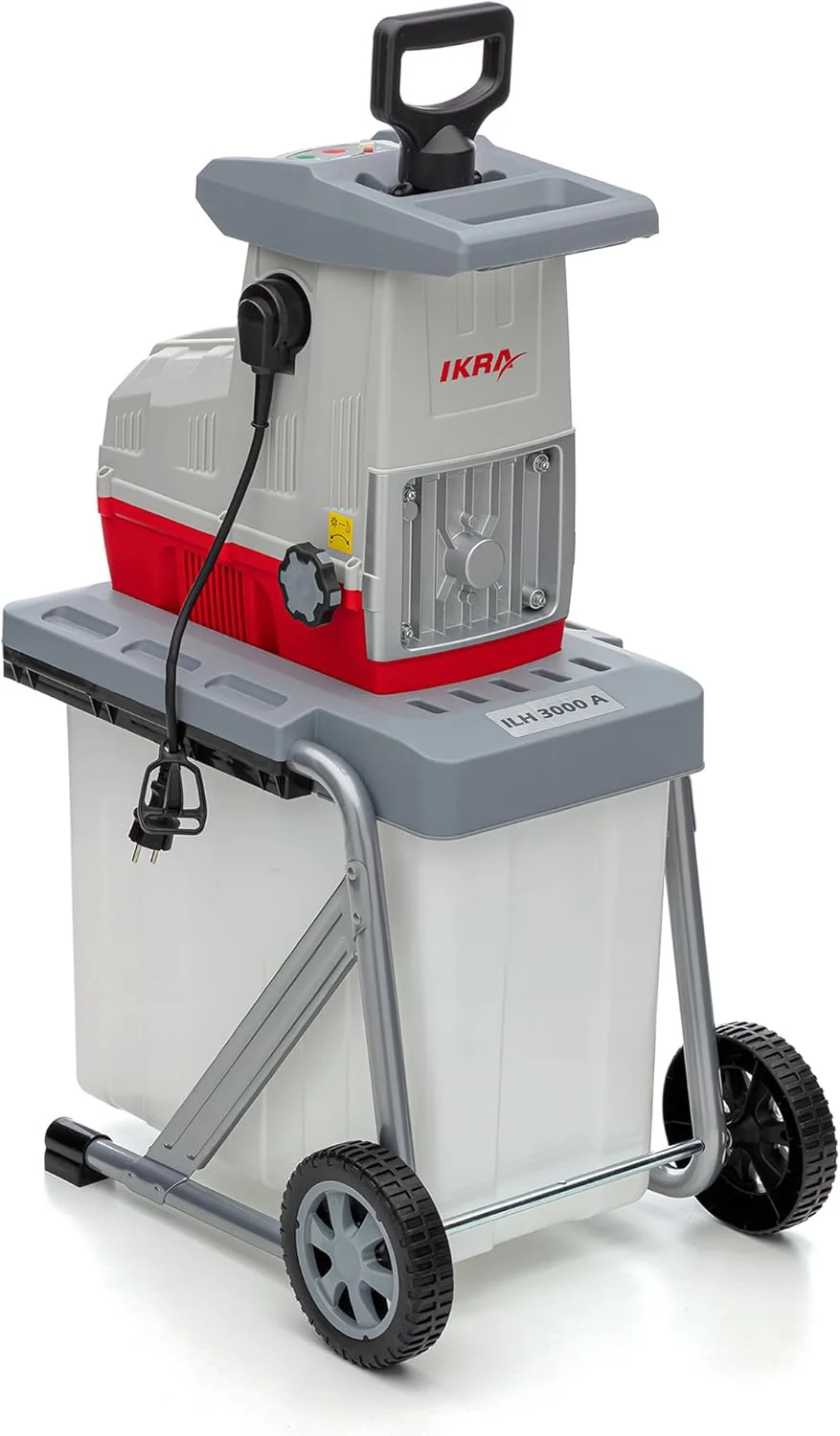 IKRA 81002880 elektrische tuinhakselaar rolhakselaar ILH 3000 A, stil, robuust, onderhoudsarm, sterk 3.000 watt, takdikte tot 44 mm, 230 V