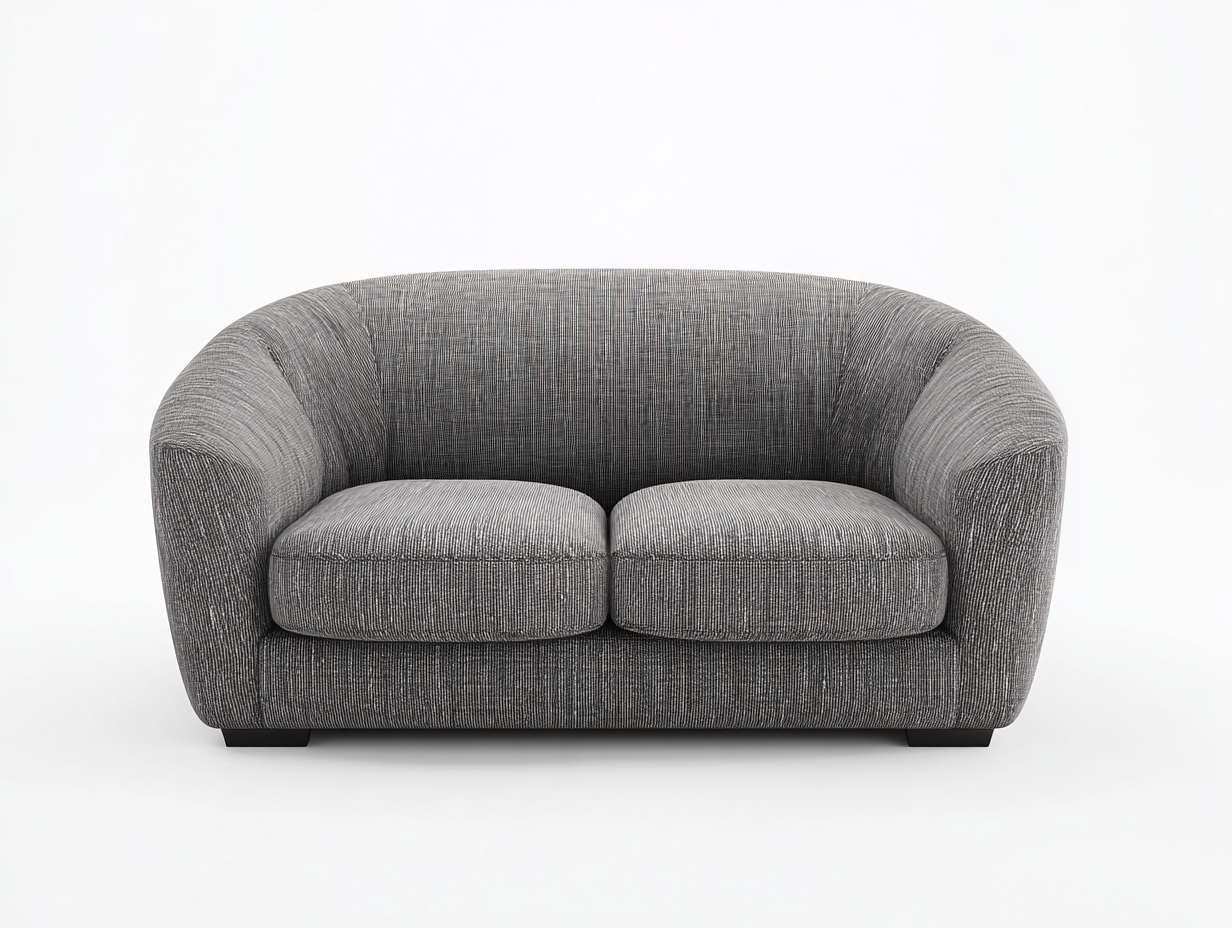 Sofa 2-Sitzer Stoffbezug 175x95x75 cm Grau Rundes Design Moderner Stil