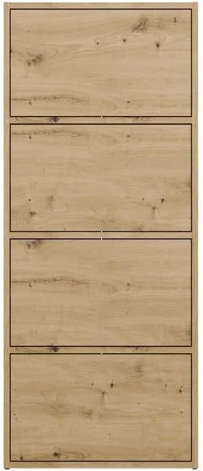 CDF Kommode Schrank Hochschrank mit 4 Türen und Einlegeböden - für Wohnzimmer Schlafzimmer Flur Büro – Grifflose Fronten – Modernes Design und langlebige Ausführung – Eiche Artisan Alma