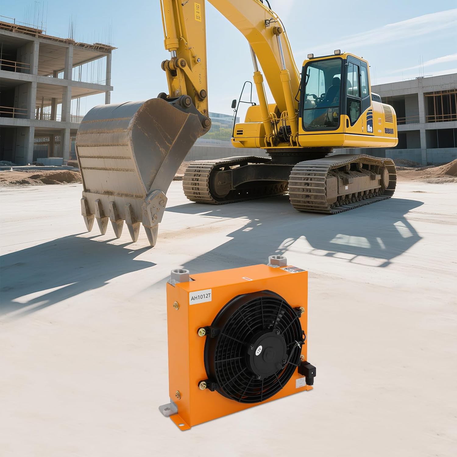 Hydraulischer Luftkühler 12V Hydraulikluftkühler 120W 100L/min Luftgekühlter Kühler Ölkühler mit 6000 Kcal/h Kühlkapazität, für Bagger, Landmaschinen, Traktoren, Hydraulikmechanismen