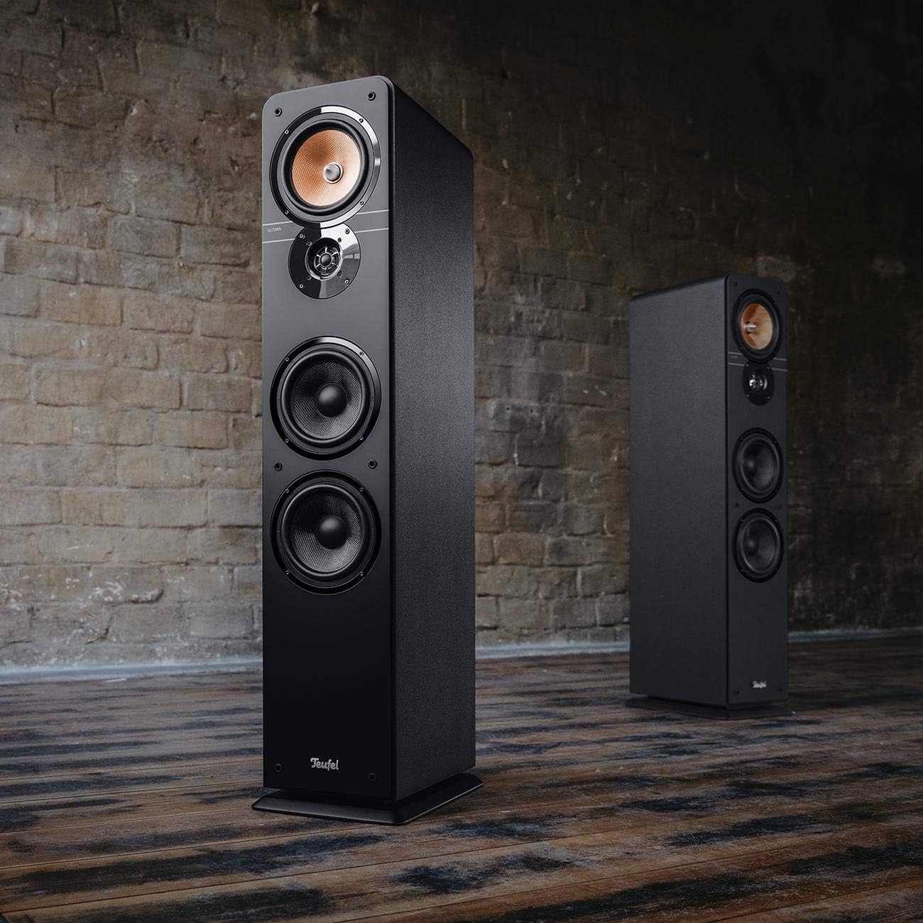 Teufel Ultima 40 Stereo Lautsprecher - HiFi Standlautsprecher Paar der Spitzenklasse, Phase-Plug Hochtöner, 3-Wege System, Doppelrohr-Bassreflex, Musik, Filmton, Games - schwarz