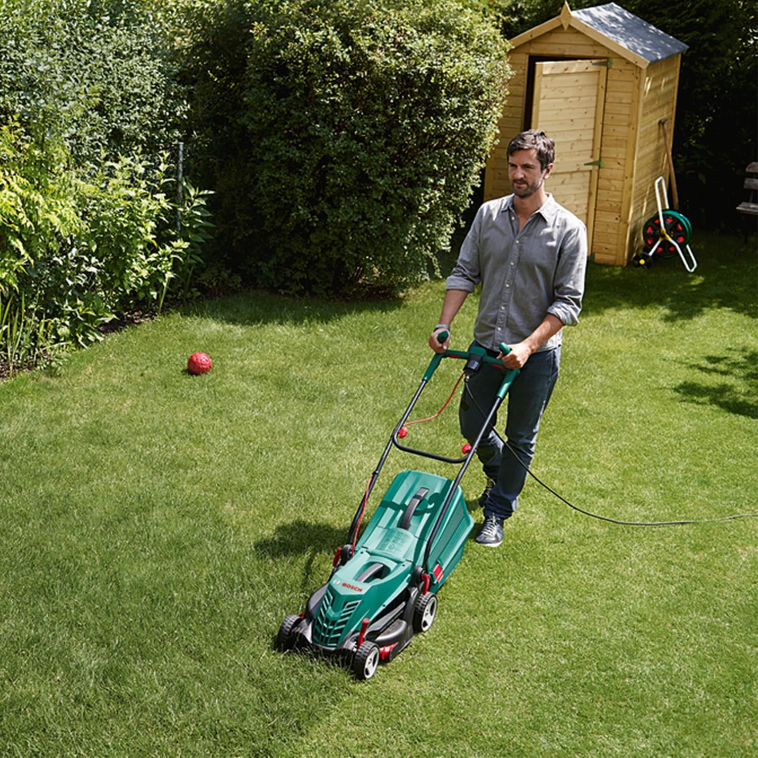 Bosch elektrische grasmaaier ARM 34 (opvangbak, karton, maaihoogte: 20-70 mm, maaibreedte: 34 cm, 11 kg, 1.300 W)