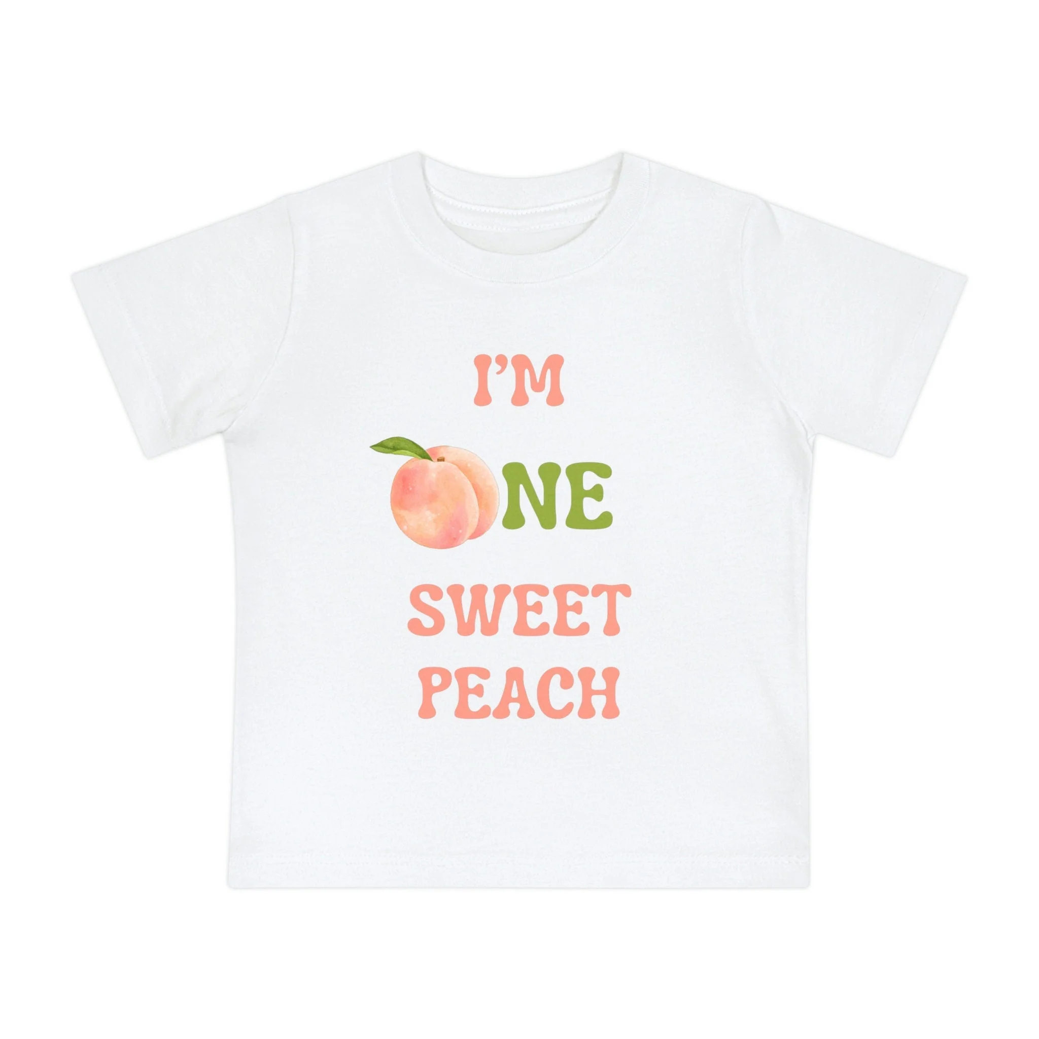 First Birthday T-Shirt One Sweet Peach, 12M Birthday T-shirt, Baby Short Sleeve T-Shirt for Birthday Party